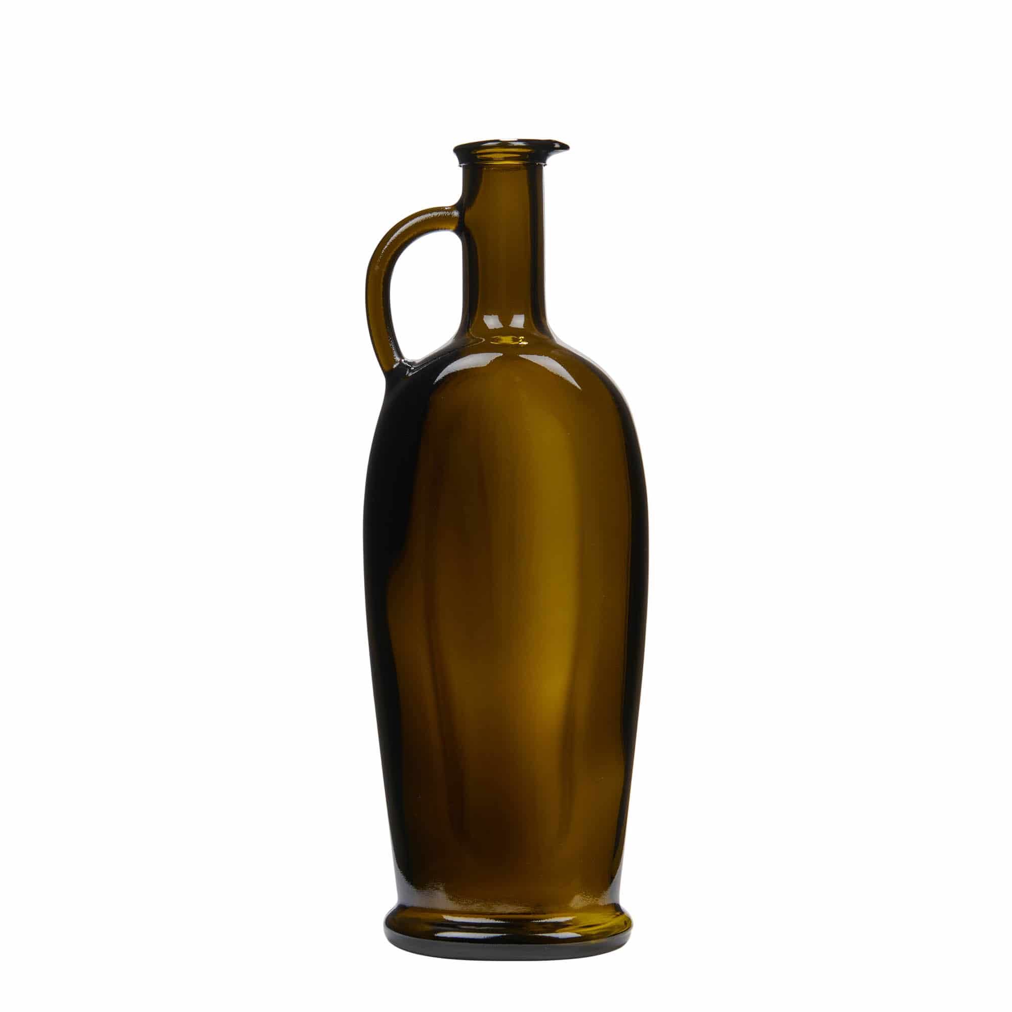 500 ml Garrafa de vidro 'Eleganta', oval, verde antigo, boca: Cortiça