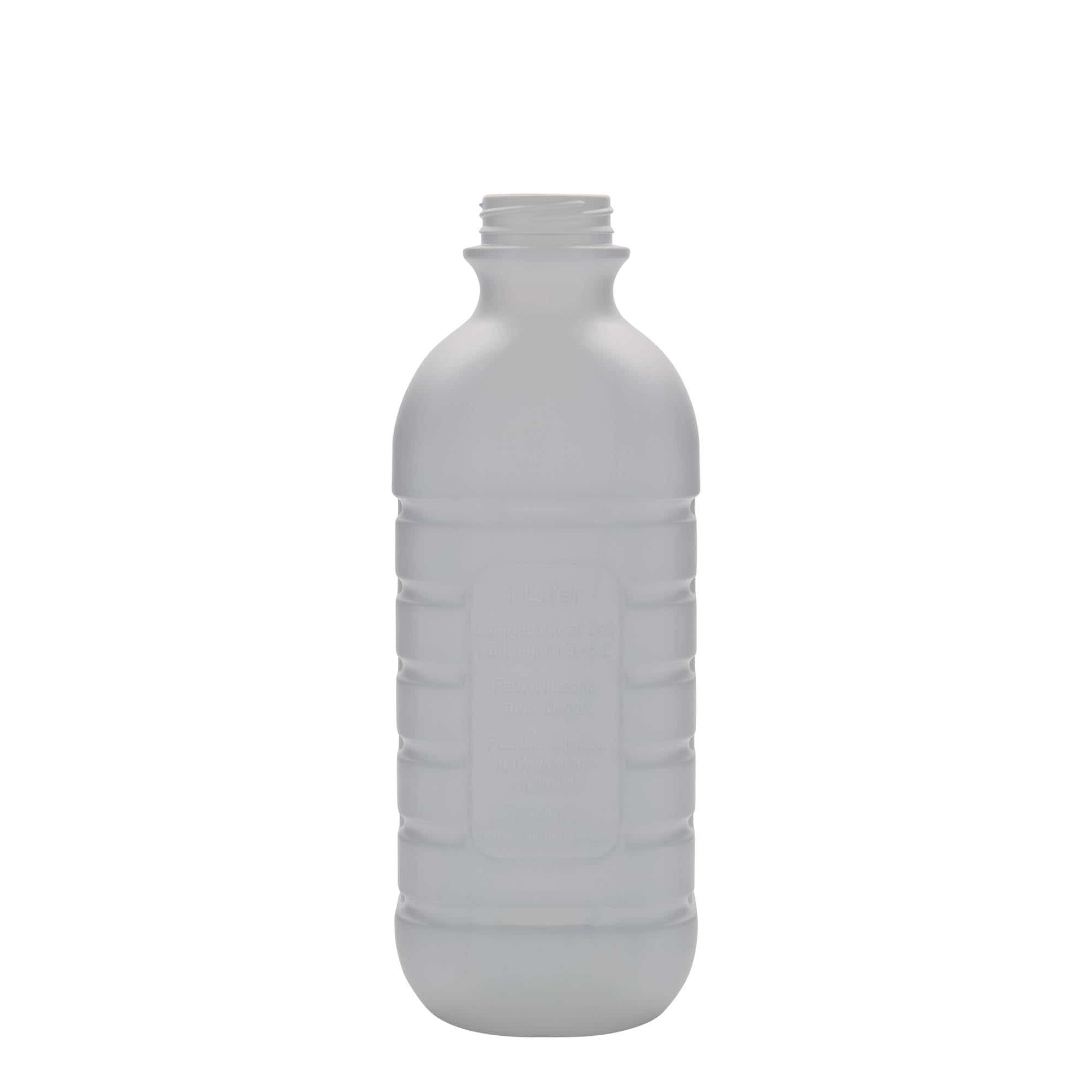 1000 ml Garrafa de leite, retangular, plástico PEAD, transparente, boca: PEHD40