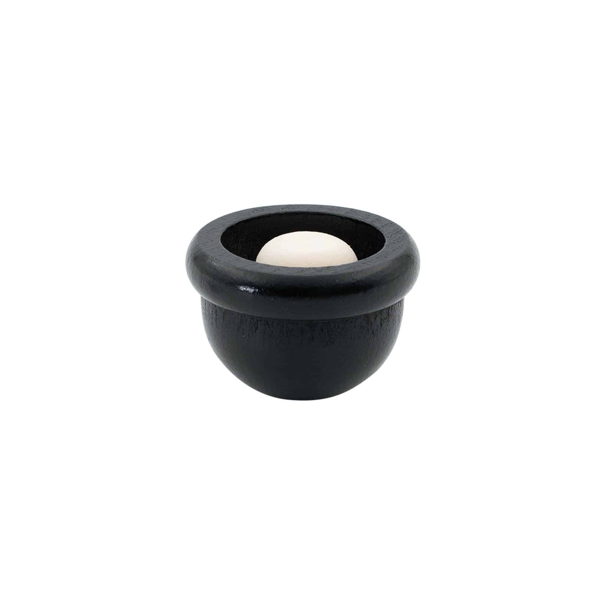 Rolhas capsuladas 19 mm, madeira, preto, para boca: Cortiça