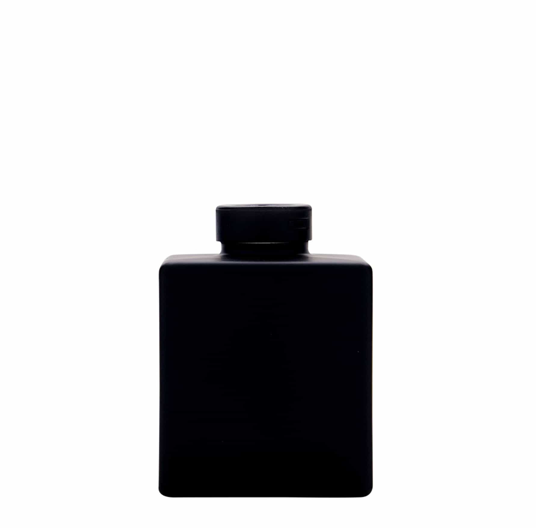 500 ml Garrafa de vidro 'Cube', quadrada, preto, boca: Cortiça