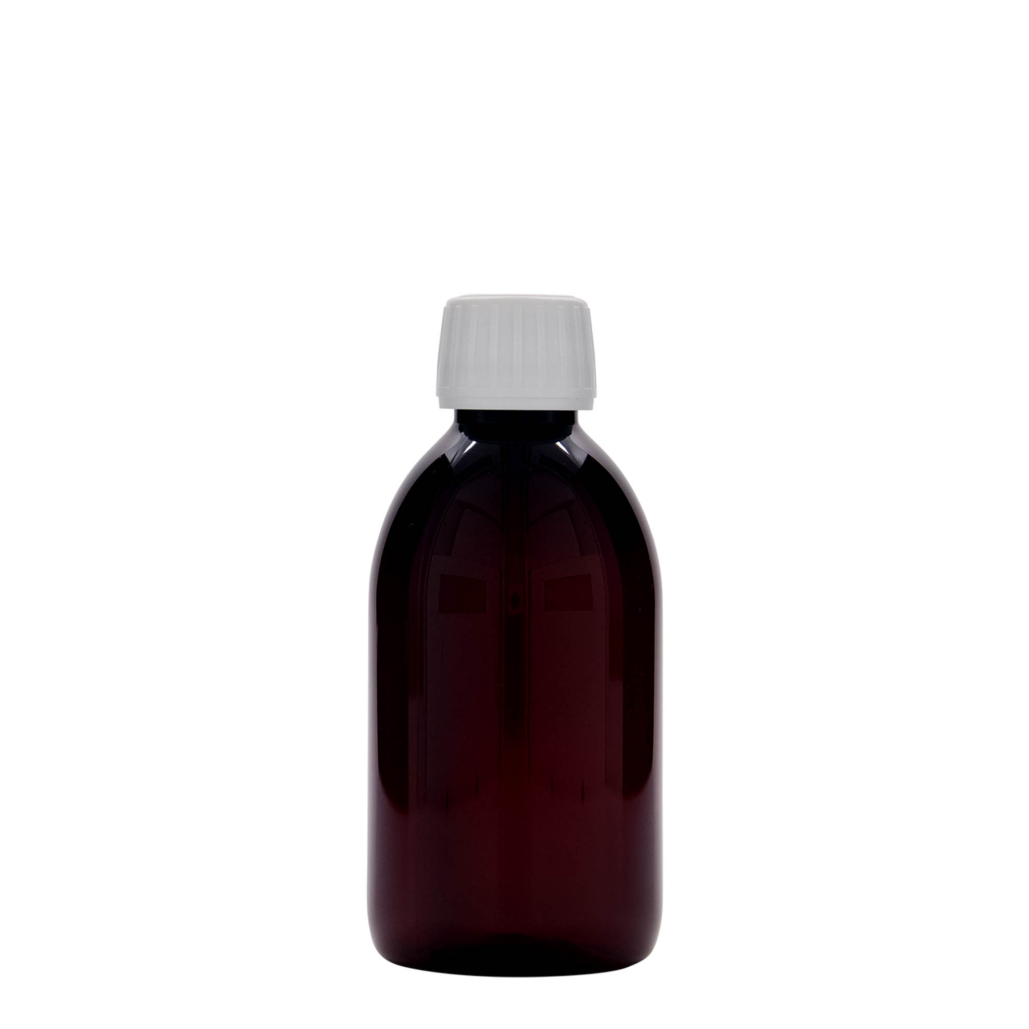 250 ml Frasco de medicamentos PET,  castanho, plástico, boca: PP 28