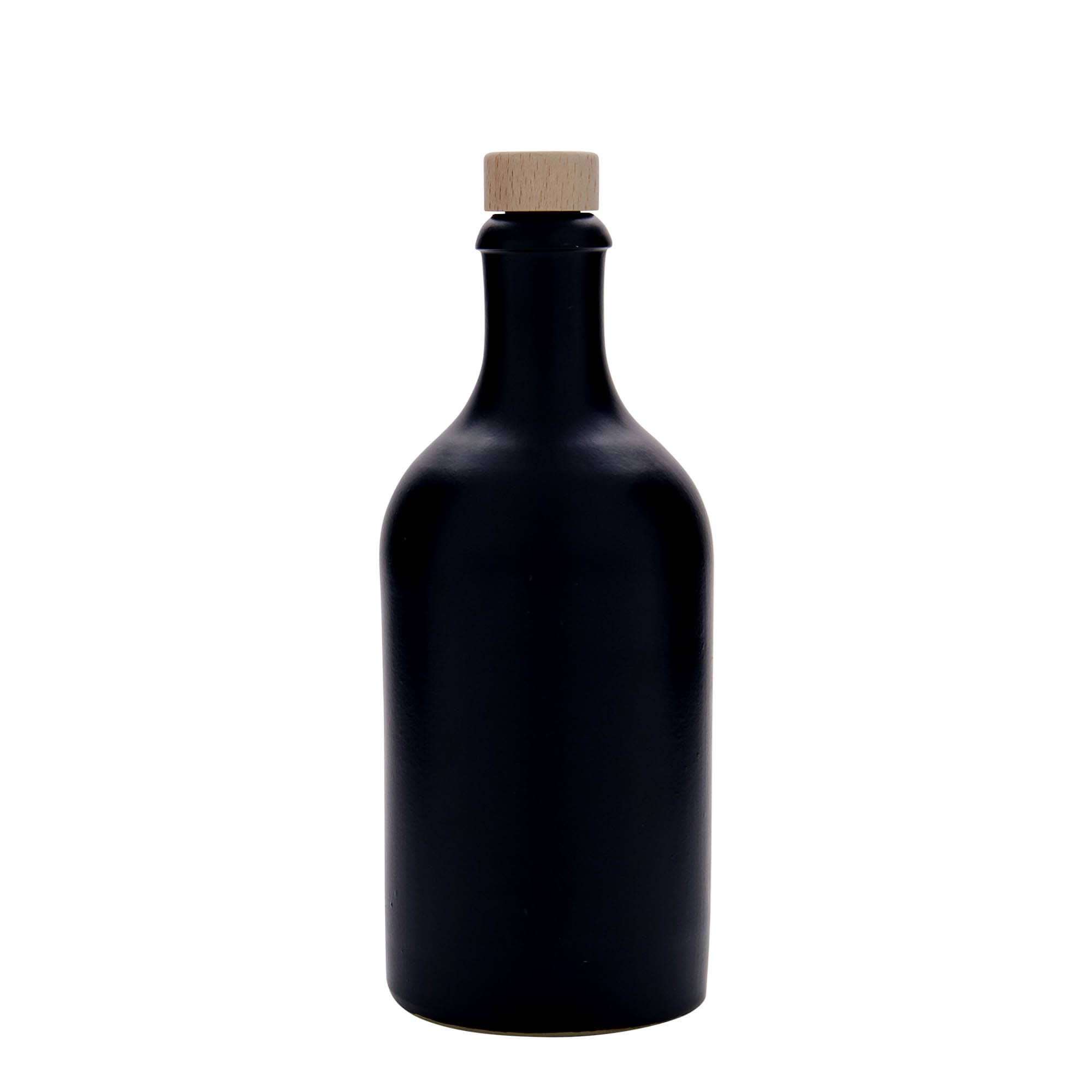 500 ml Jarro de barro, grés, preto, boca: Cortiça