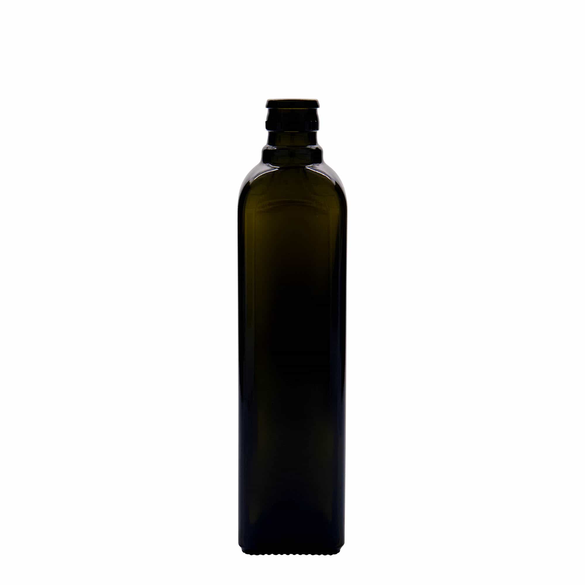 500 ml Garrafa para azeite e vinagre 'Quadra', vidro, quadrada, verde antigo, boca: DOP