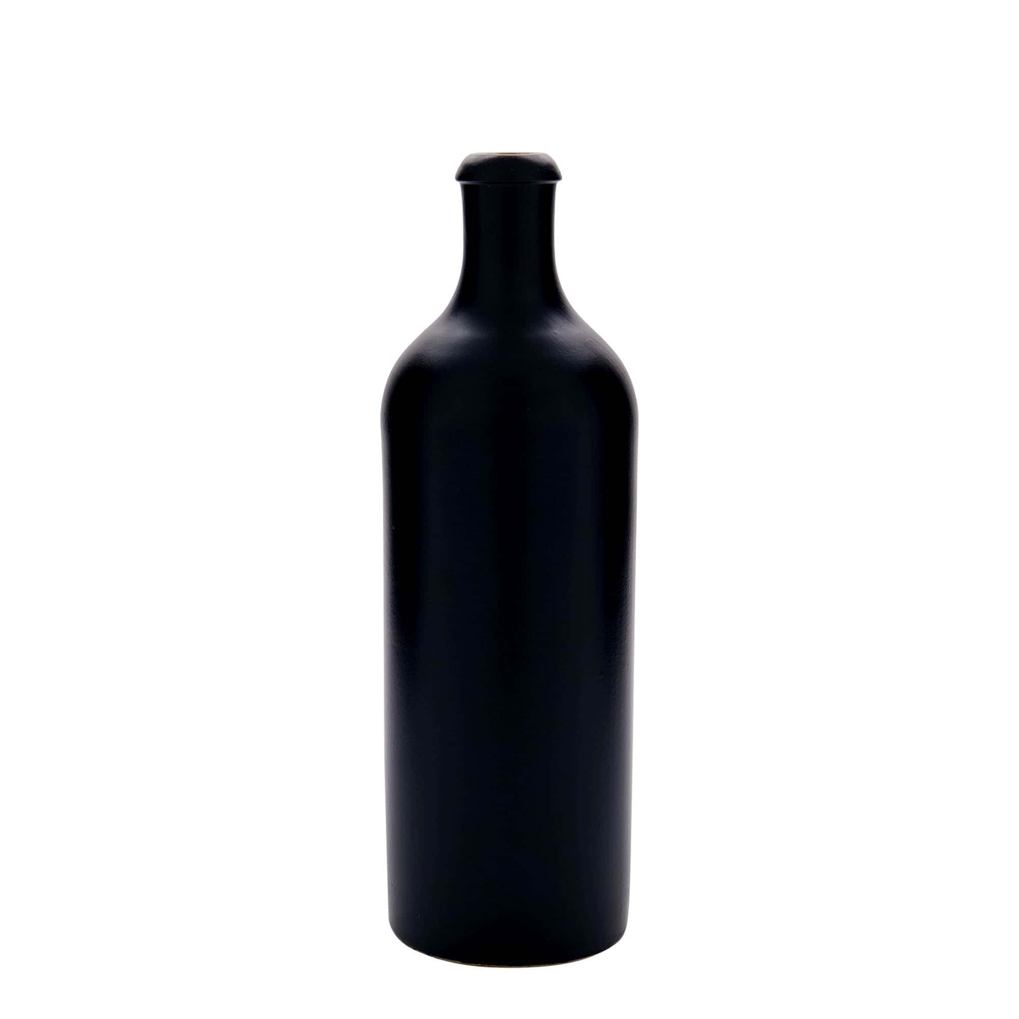 750 ml Jarro de barro, grés, preto, boca: Cortiça