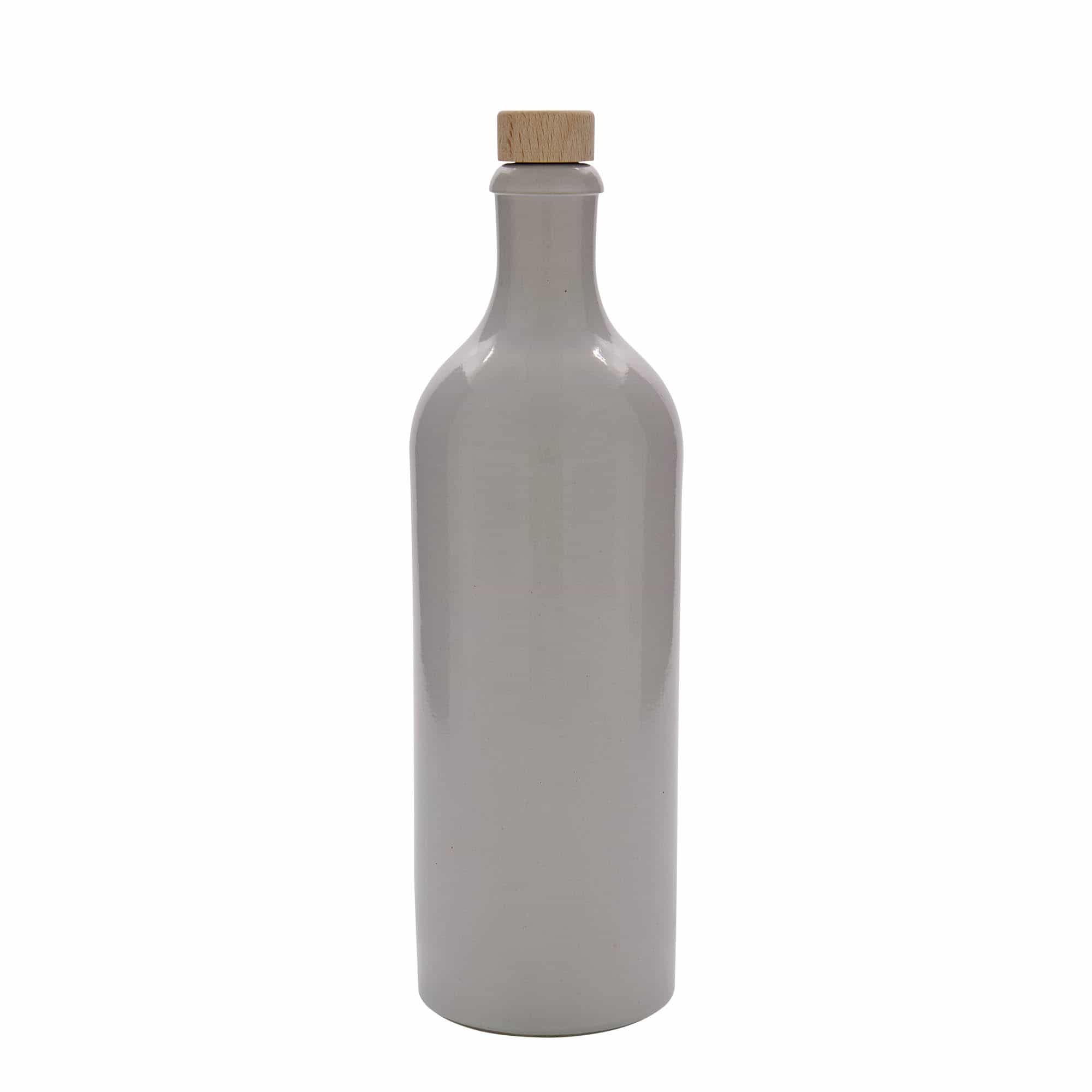 750 ml Jarro de barro, grés, branco, boca: Cortiça