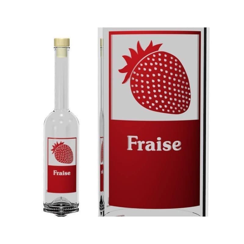 500 ml Garrafa de vidro 'Opera', Motivo: Fraise, boca: Cortiça