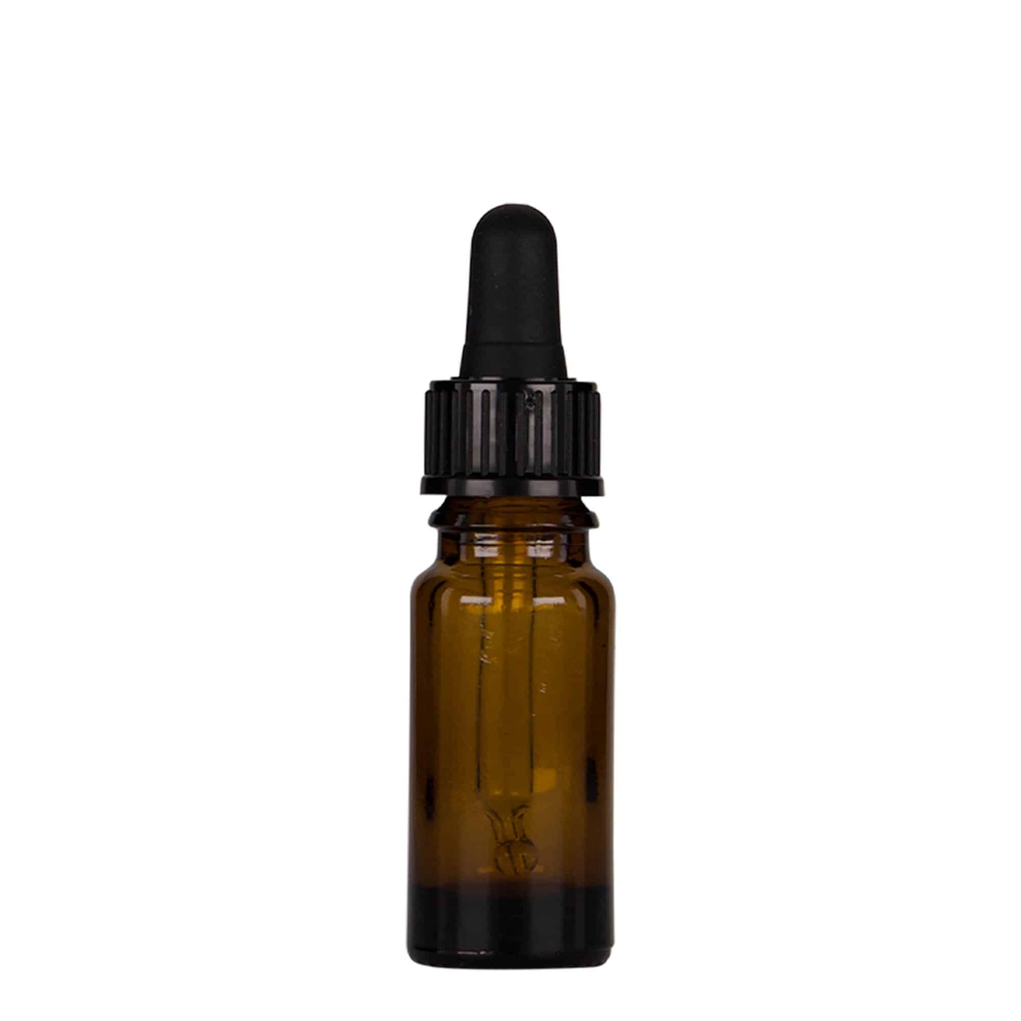 10 ml Frasco conta gotas farmacêutico, vidro, castanho-preto, boca: DIN 18