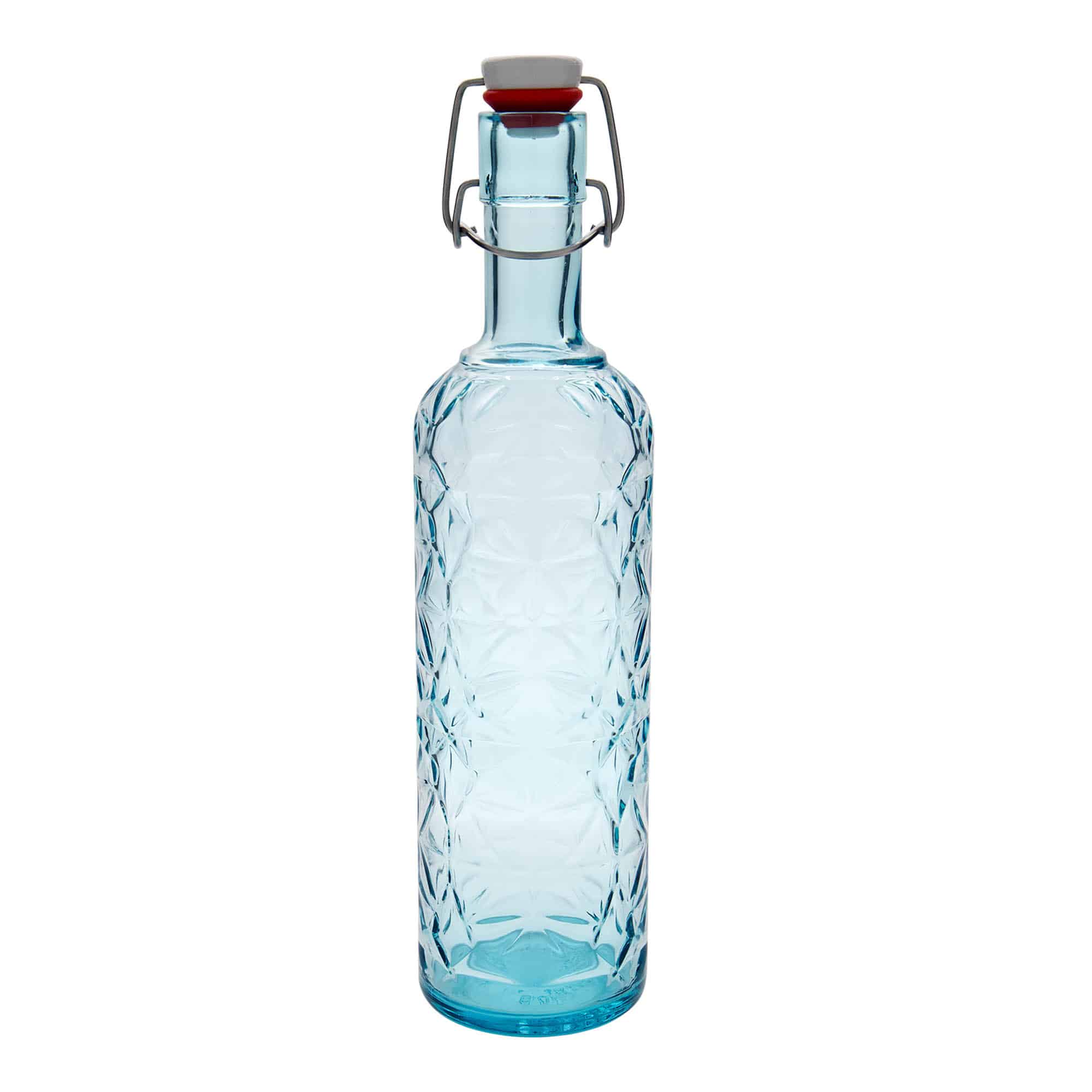 1000 ml Garrafa de vidro 'Oriente',azul azure, boca: Tampa mecânica