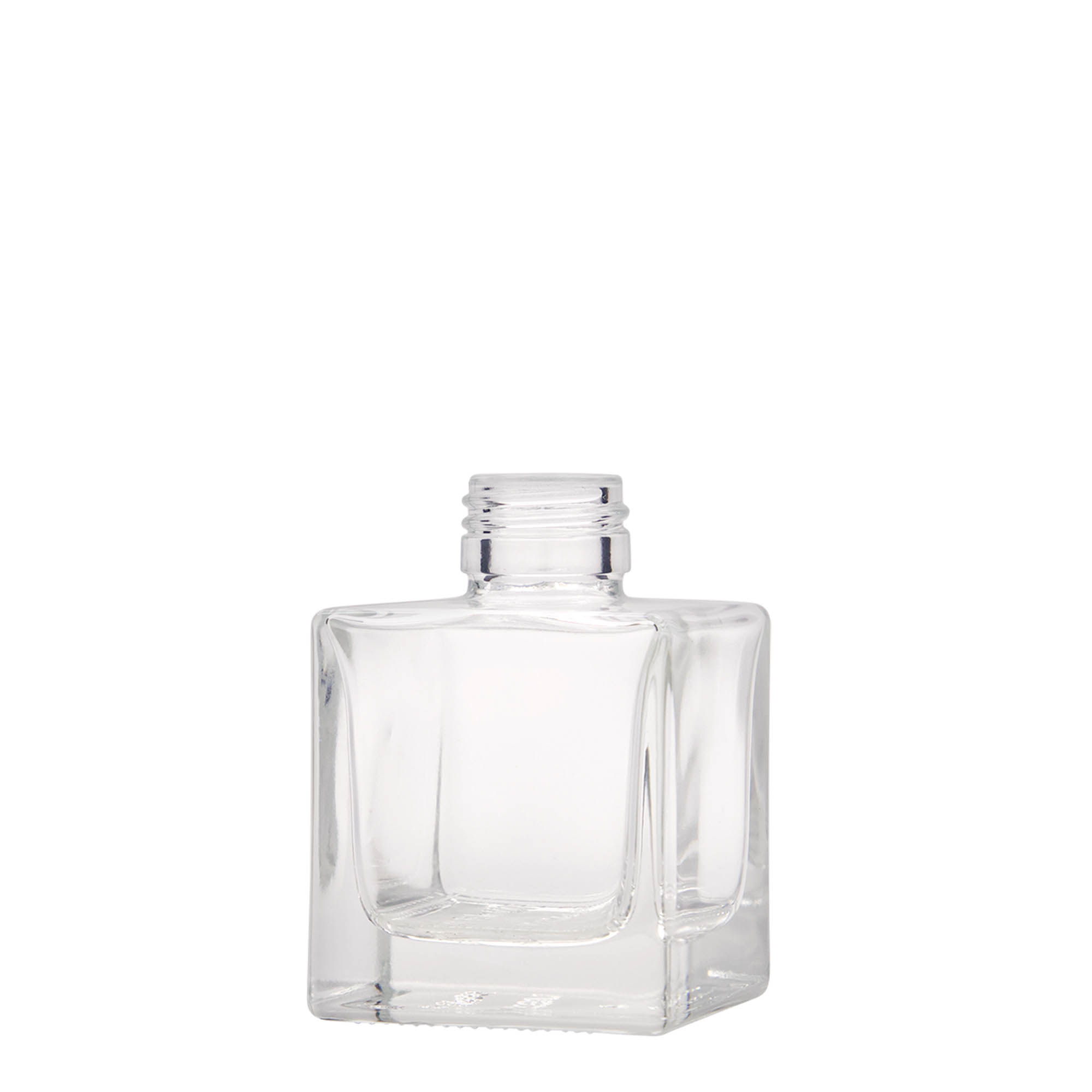 100 ml Garrafa de vidro 'Cube', quadrada, boca: PP 28