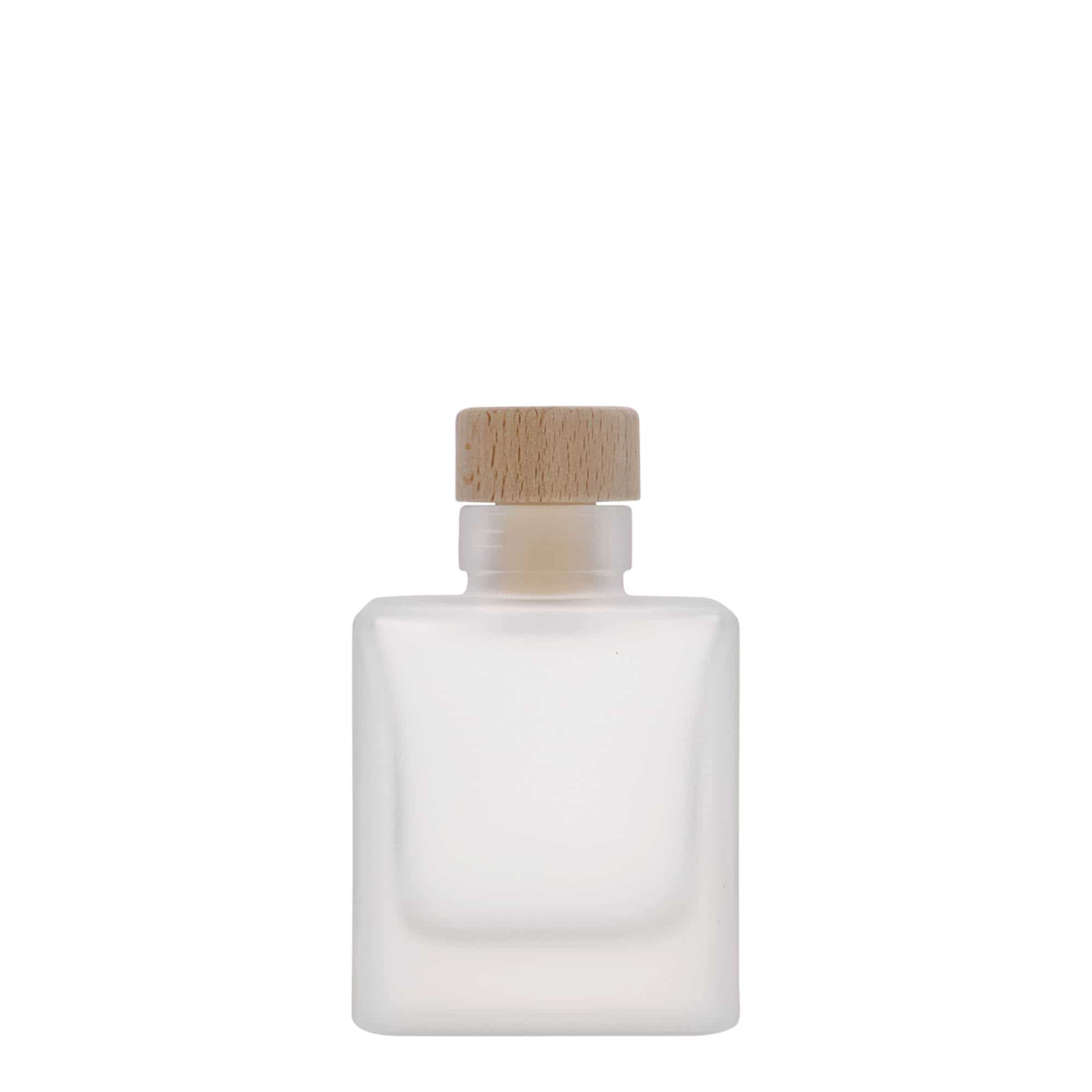 100 ml Garrafa de vidro 'Cube', quadrada, gelo, boca: Cortiça