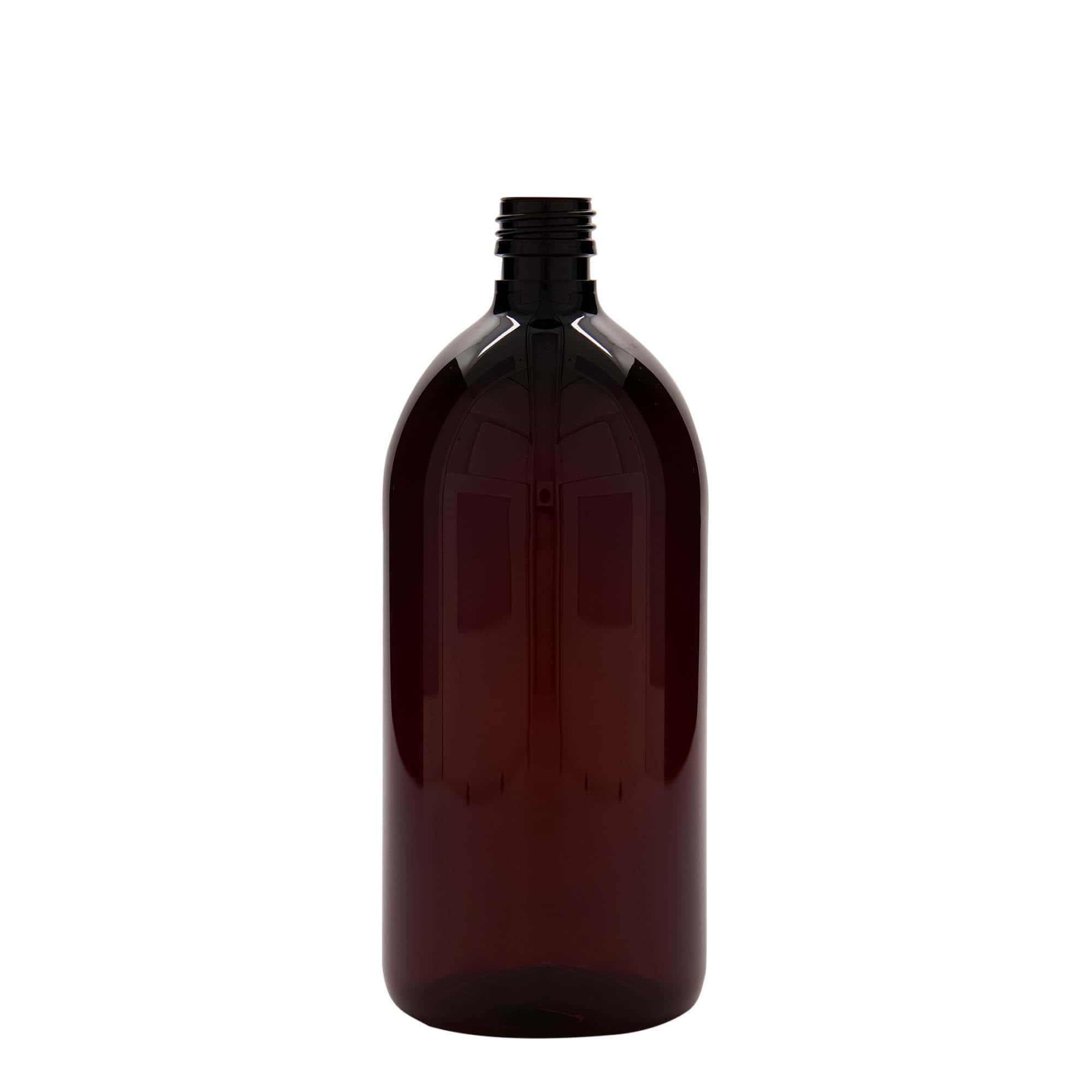 1000 ml Frasco de medicamentos PET, castanho, plástico, boca: PP 28