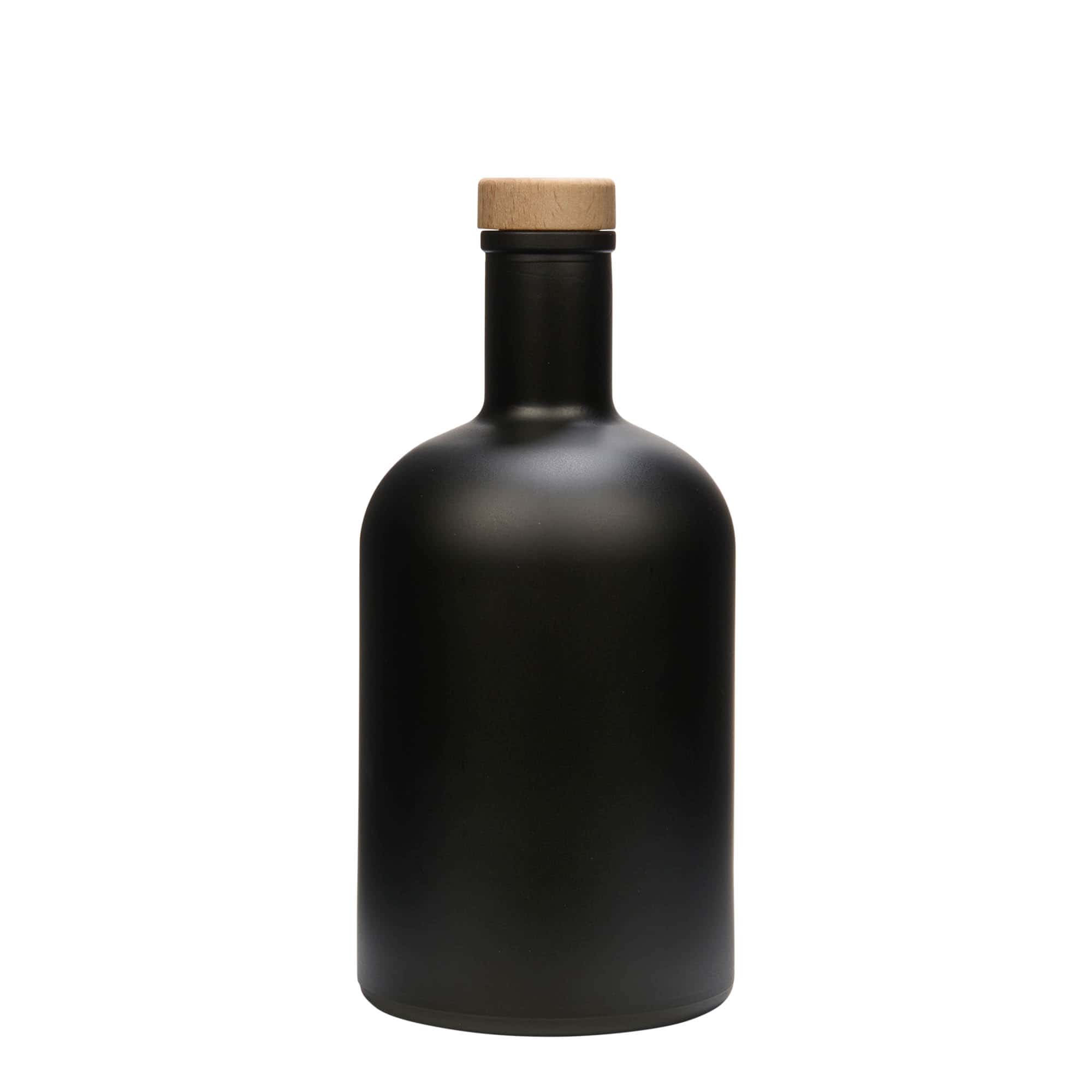 700 ml Garrafa de vidro 'Gerardino', preto, boca: Cortiça