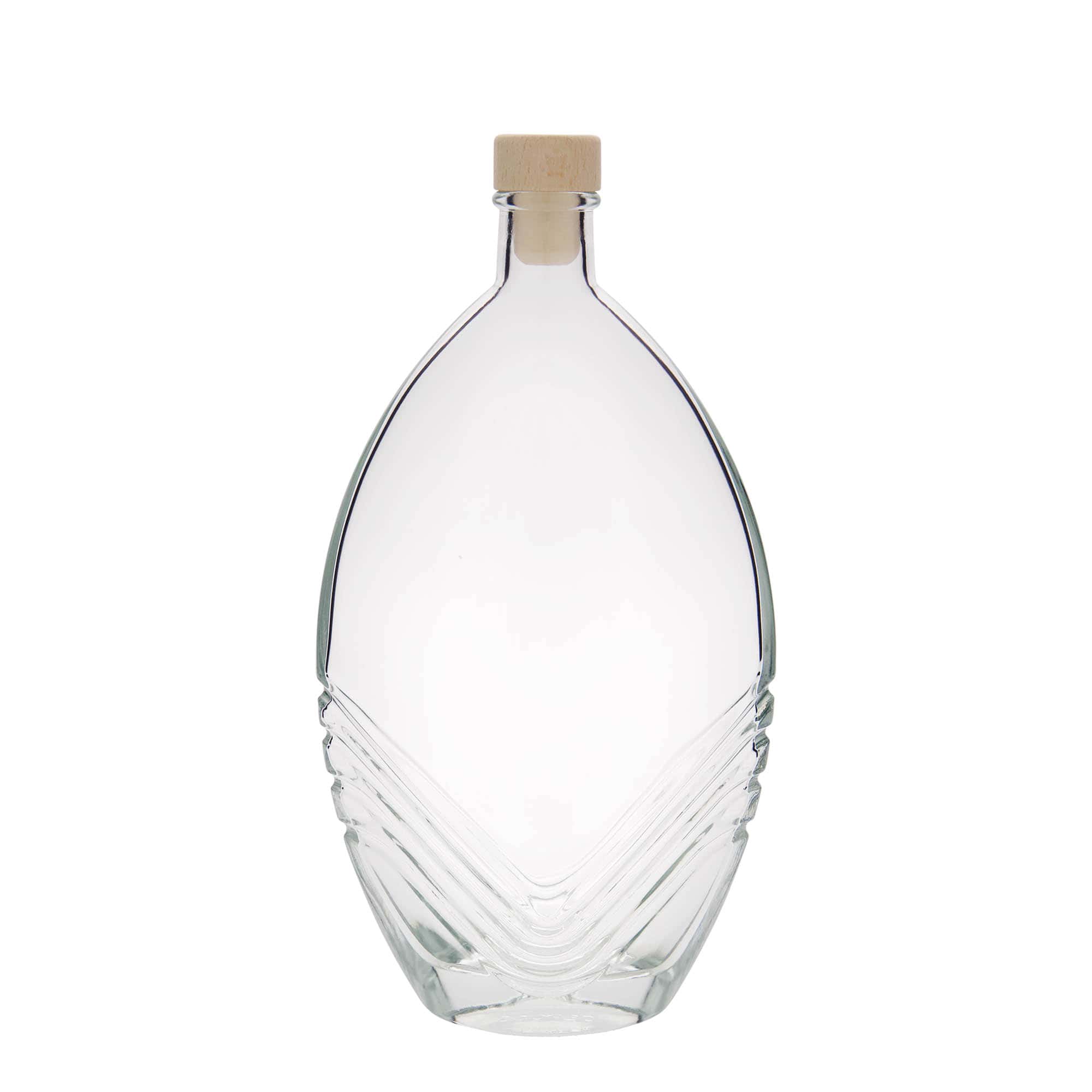 500 ml Garrafa de vidro 'Florence', oval, boca: Cortiça