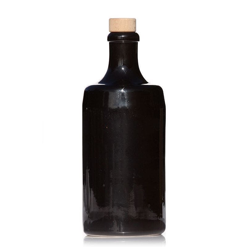 700 ml Jarro de barro 'Calvados', grés, preto, boca: Cortiça