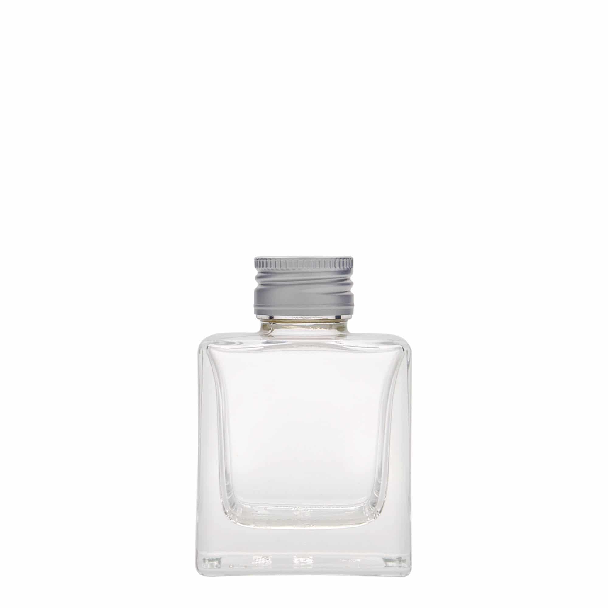 100 ml Garrafa de vidro 'Cube', quadrada, boca: PP 28