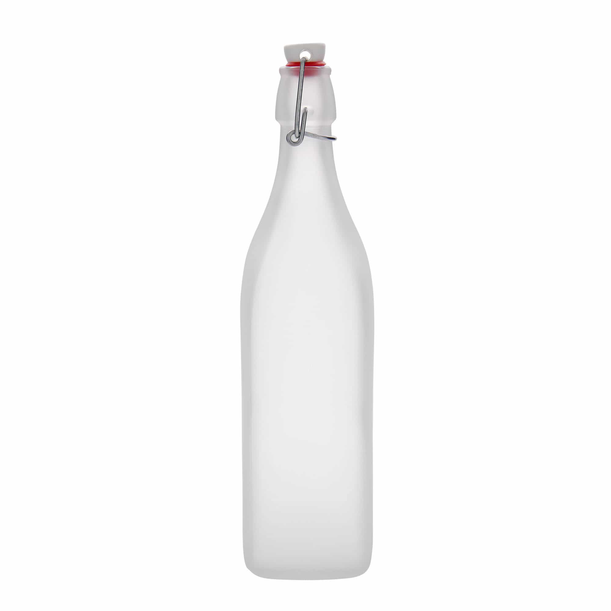 1000 ml Garrafa de vidro 'Swing', quadrada, branco, boca: Tampa mecânica