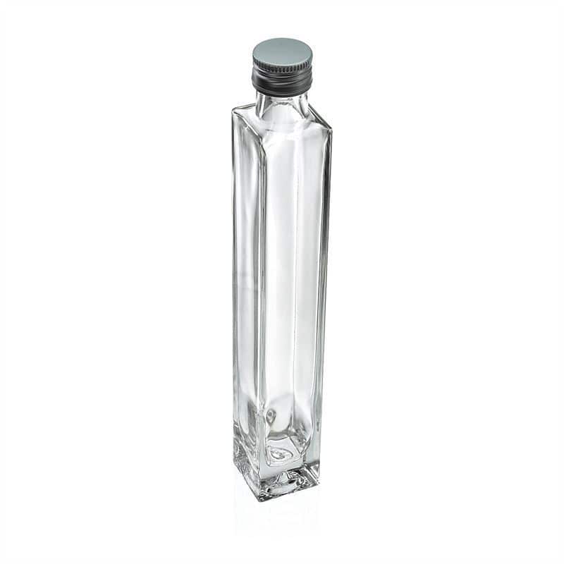 200 ml Garrafa de vidro 'Tommy', quadrada, boca: PP 28