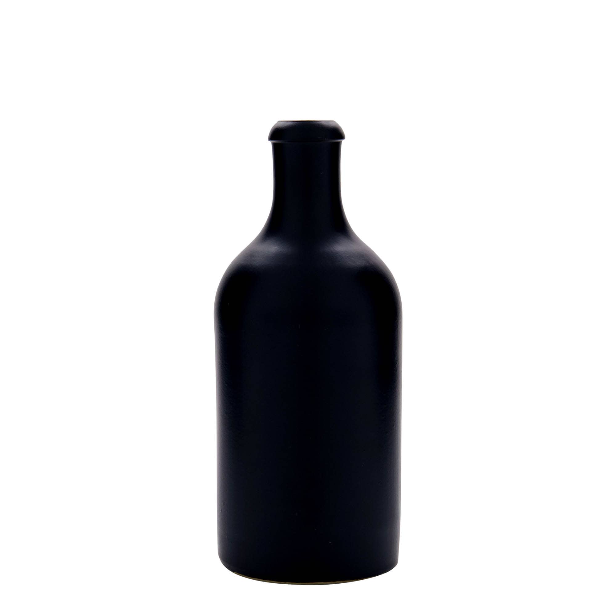 500 ml Jarro de barro, grés, preto, boca: Cortiça