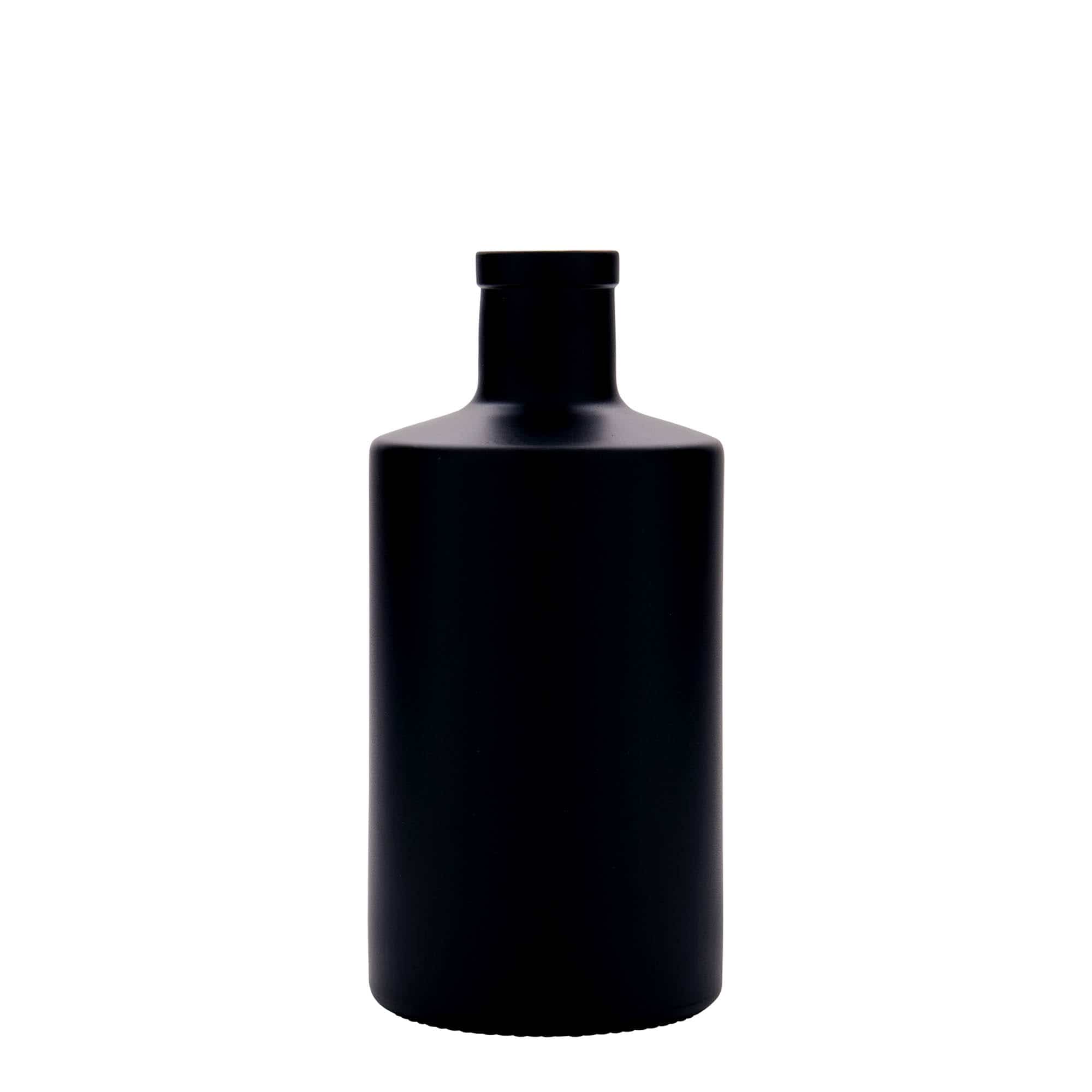 500 ml Garrafa de vidro 'Caroline', preto, boca: Cortiça