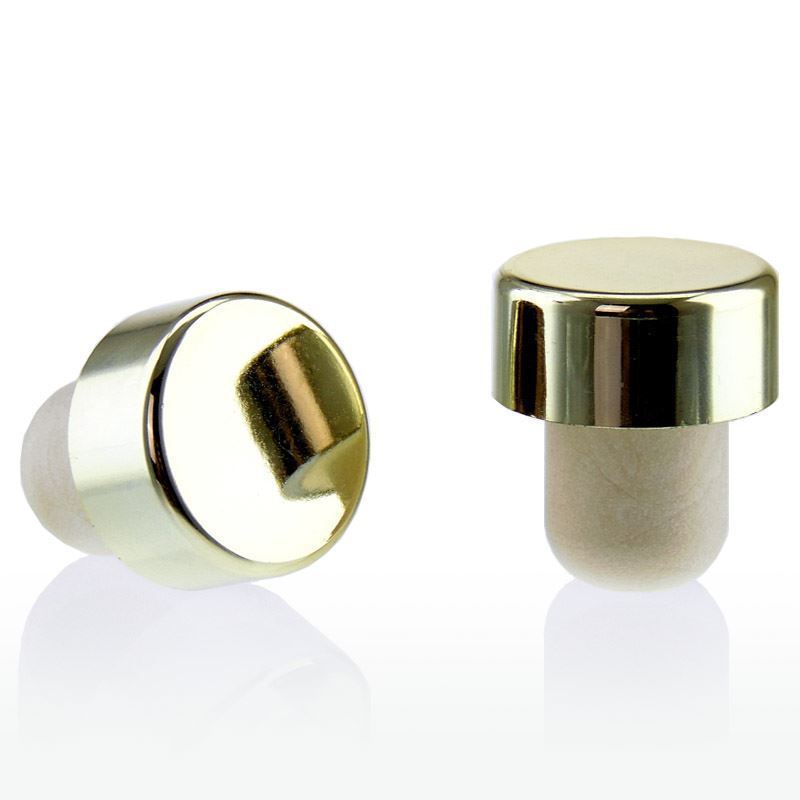 Rolhas capsuladas 19 mm, plástico, dourado, para boca: Cortiça