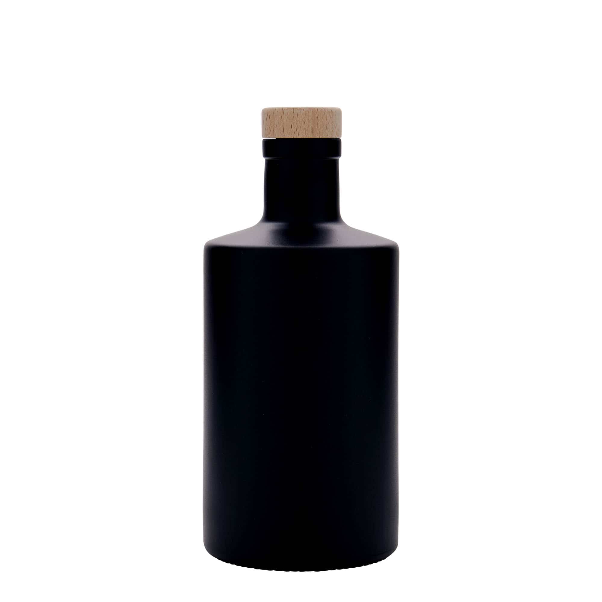 500 ml Garrafa de vidro 'Caroline', preto, boca: Cortiça