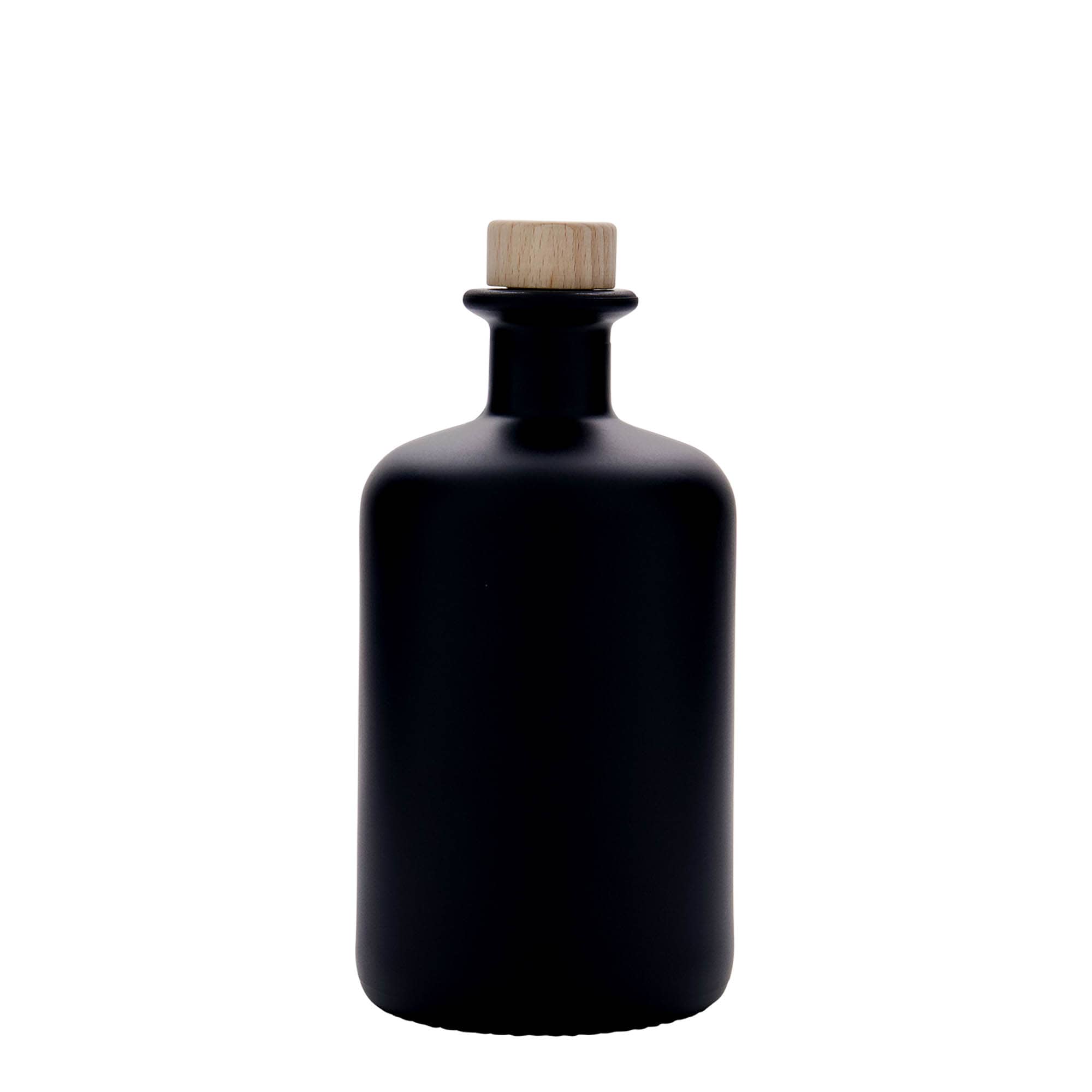 500 ml Garrafa de vidro farmacêutica, preto, boca: Cortiça