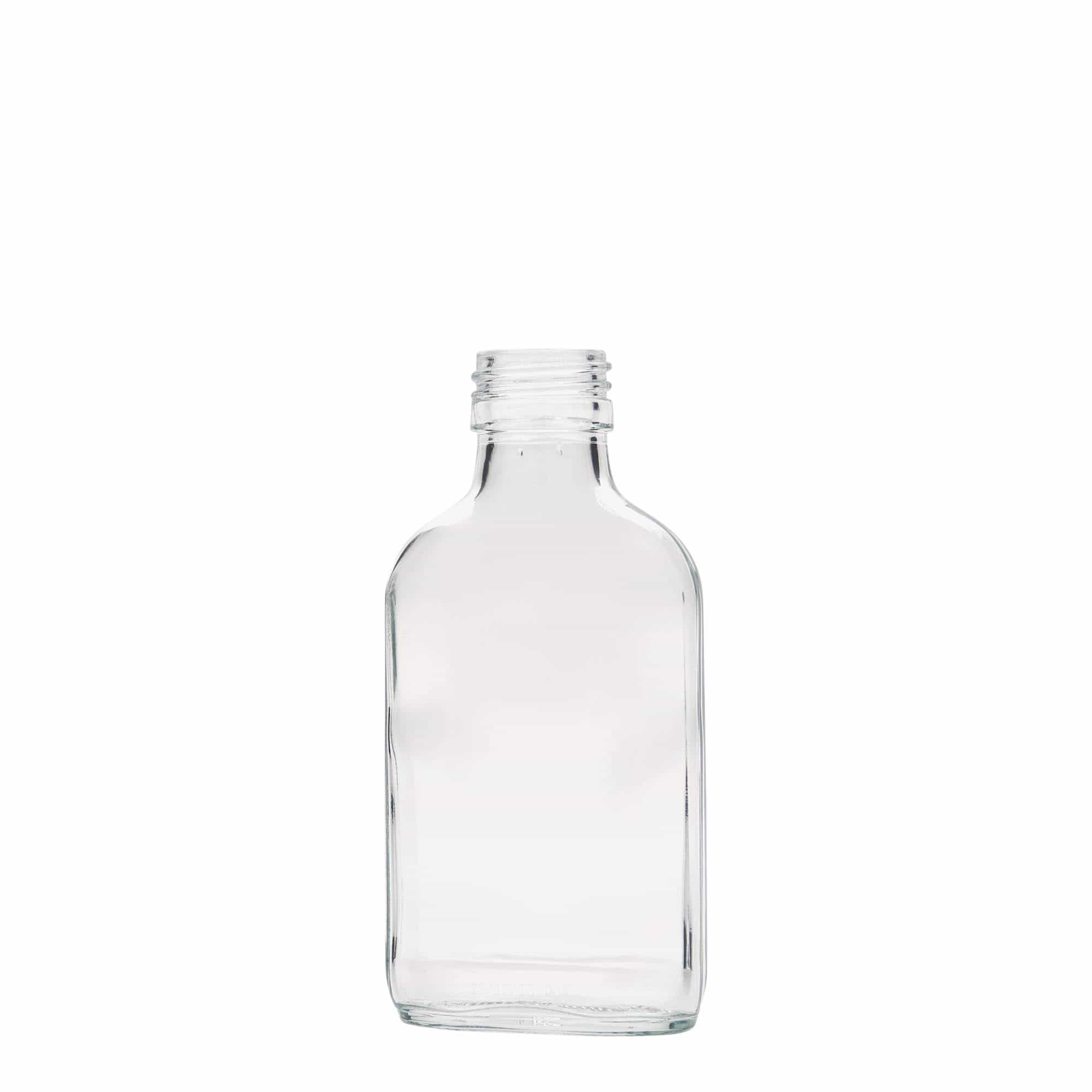 100 ml Garrafa de bolso, retangular, vidro, boca: PP 28