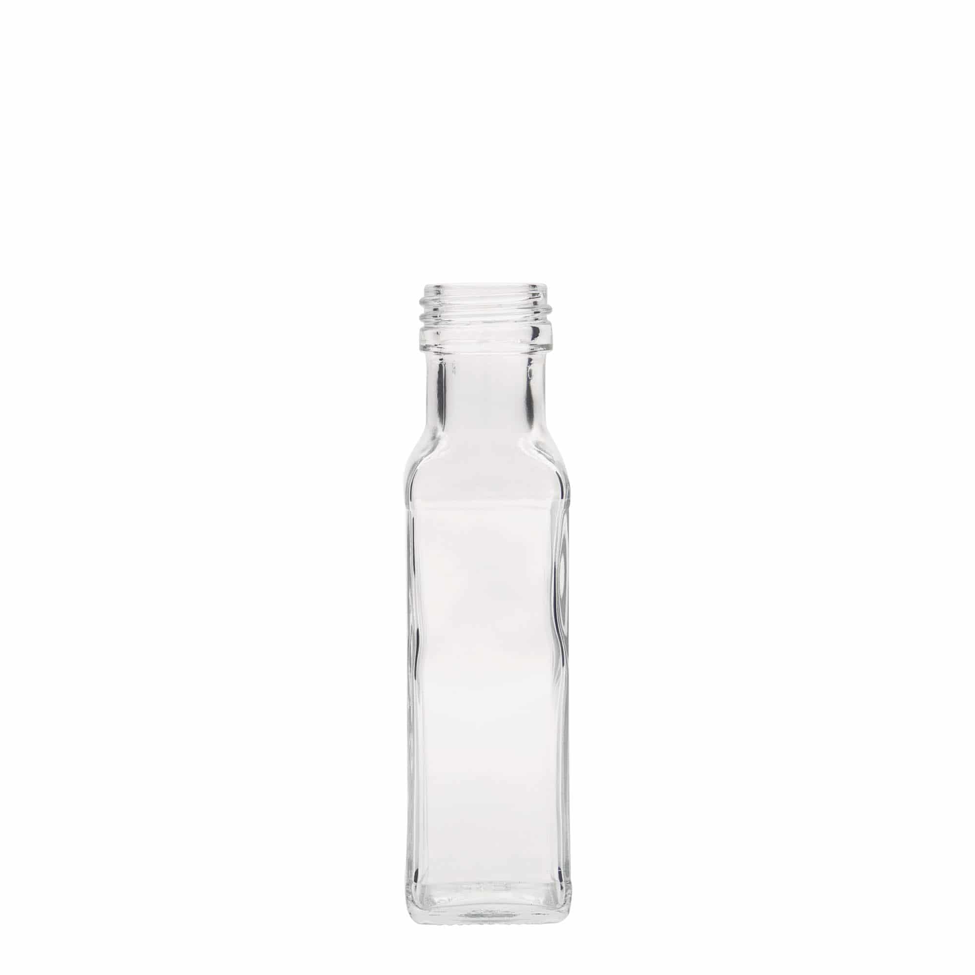 100 ml Garrafa de vidro 'Marasca', quadrada, boca: PP 31,5