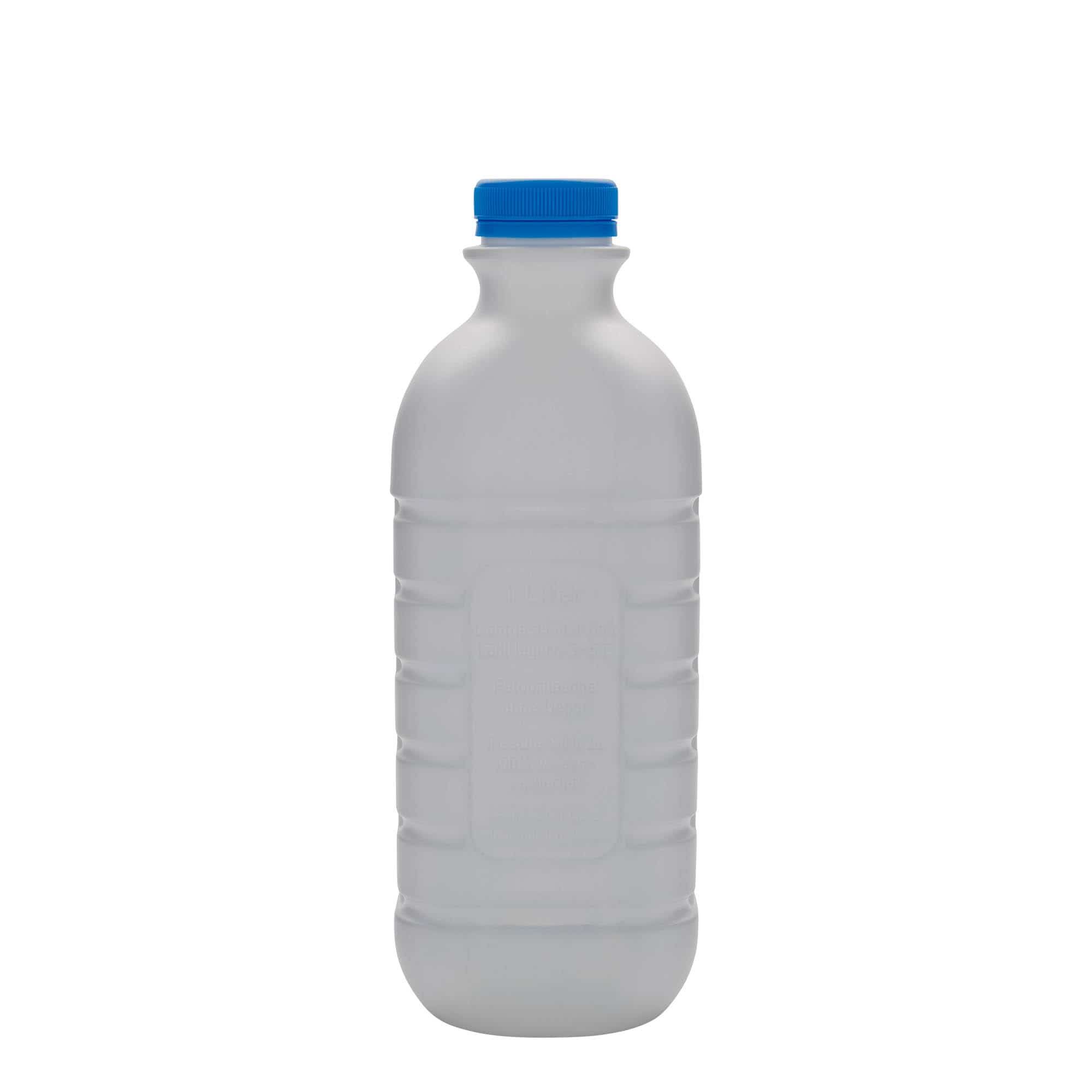 1000 ml Garrafa de leite, retangular, plástico PEAD, transparente, boca: PEHD40