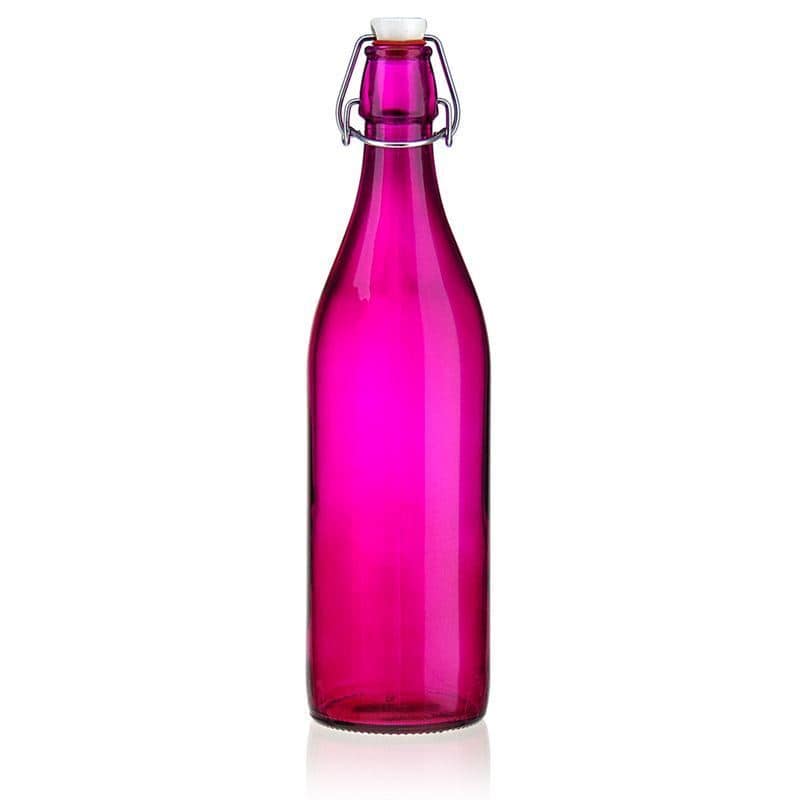 1000 ml Garrafa de vidro 'Giara', pink, boca: Tampa mecânica