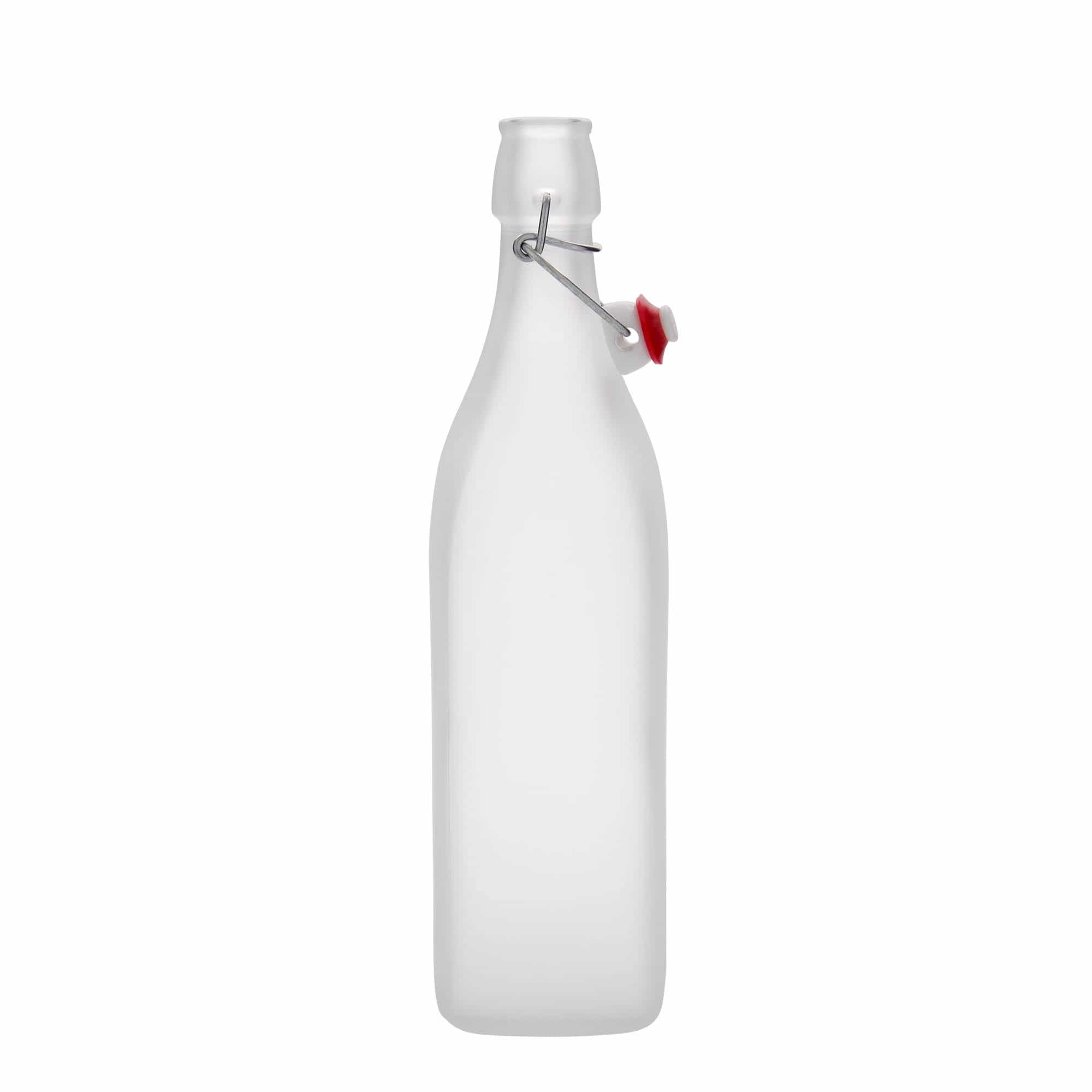 1000 ml Garrafa de vidro 'Swing', quadrada, branco, boca: Tampa mecânica