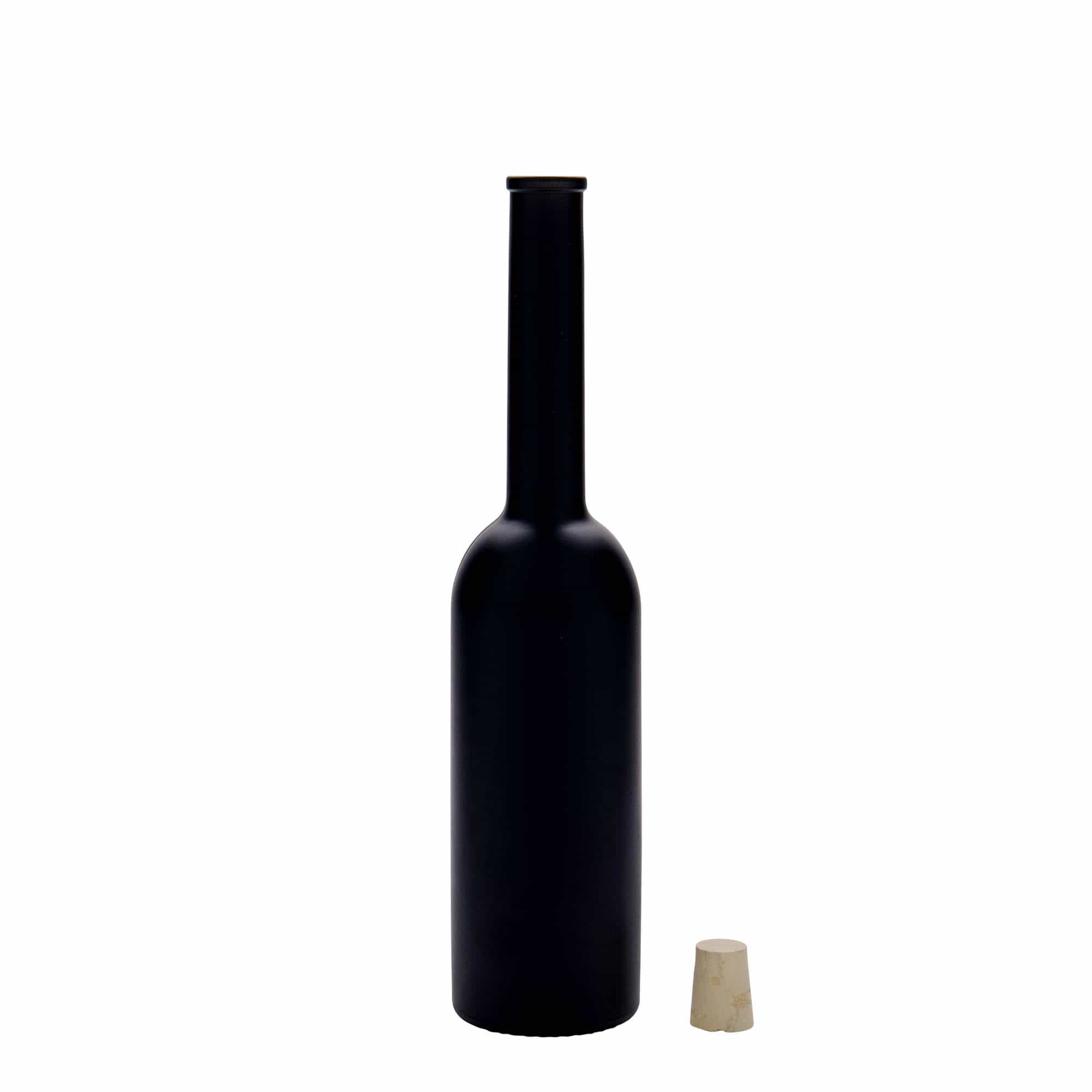 200 ml Garrafa de vidro 'Opera', preto, boca: Cortiça