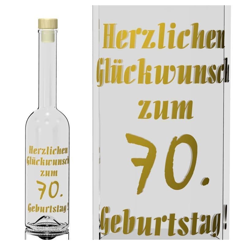 500 ml Garrafa de vidro 'Opera', Motivo: 70 anos, boca: Cortiça