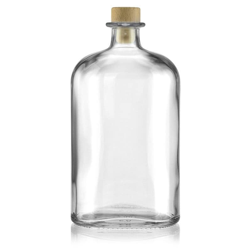 1000 ml Garrafa de vidro 'Dundee', oval, boca: Cortiça