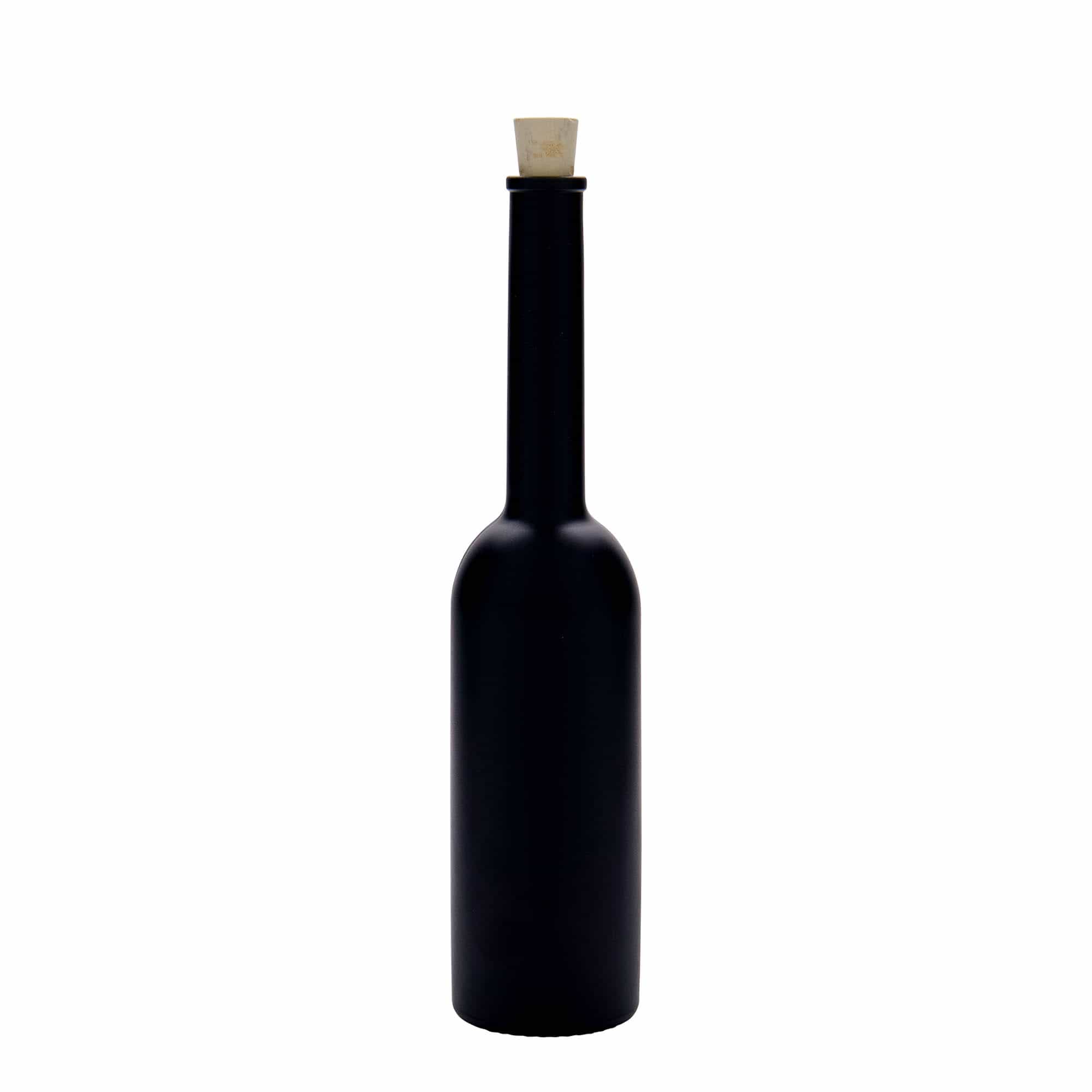 200 ml Garrafa de vidro 'Opera', preto, boca: Cortiça