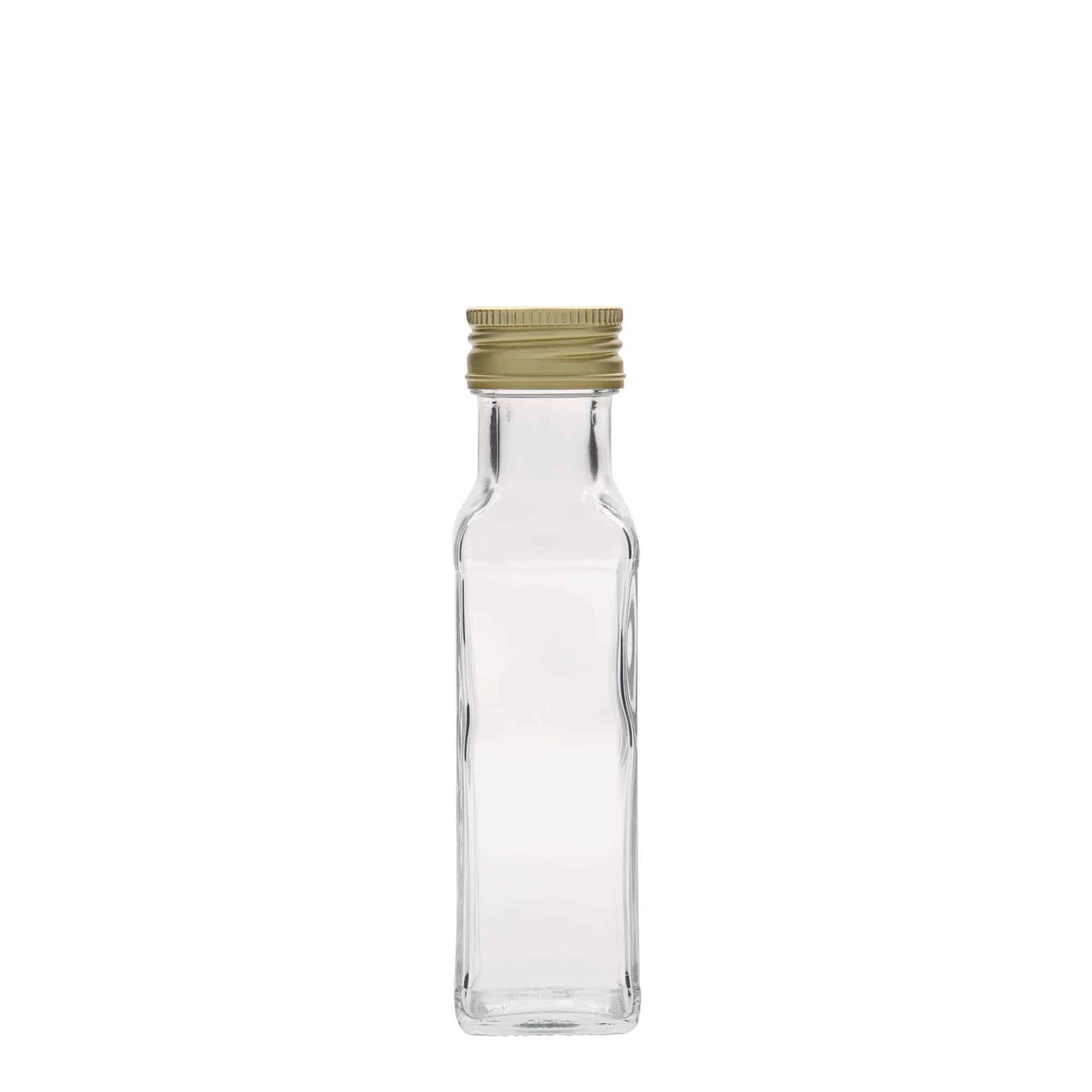 100 ml Garrafa de vidro 'Marasca', quadrada, boca: PP 31,5