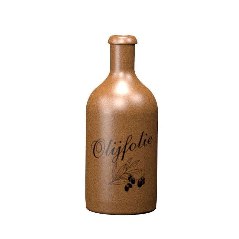 500 ml Jarro de barro, motivo: Olijfolie, grés, castanho-cristal, boca: Cortiça