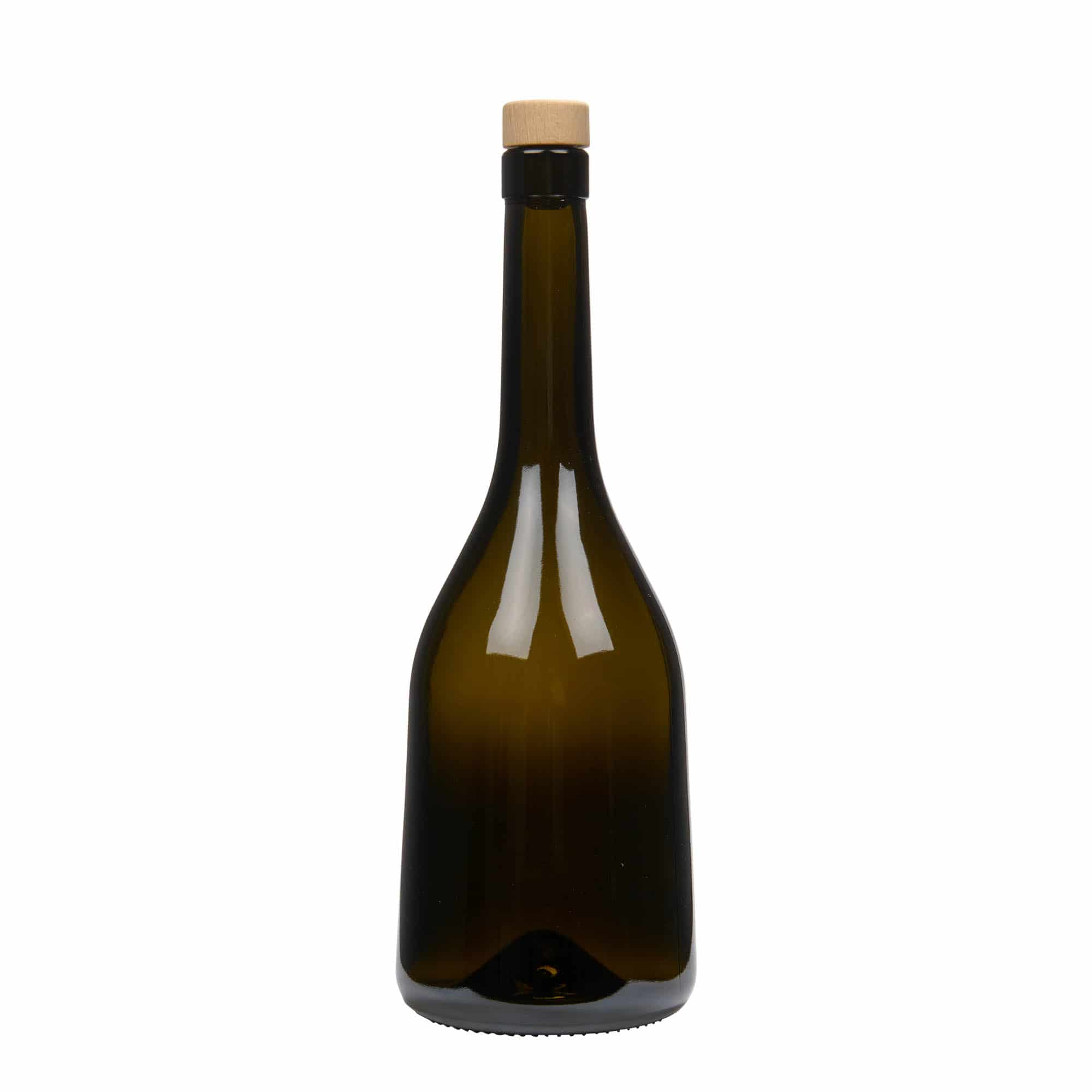 750 ml Garrafa de vidro 'Rustica', verde antigo, boca: Cortiça