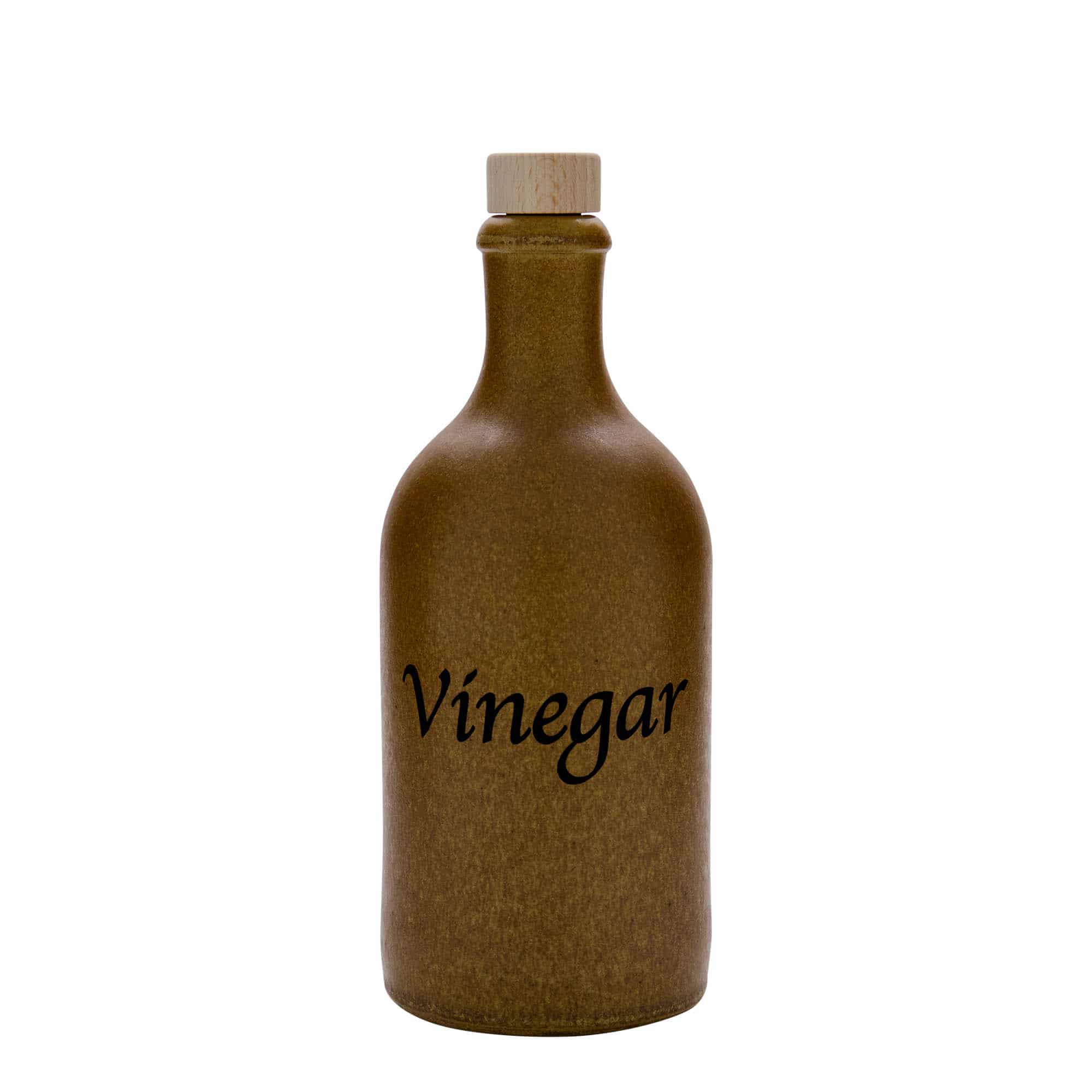 500 ml Jarro de barro, motivo: Vinegar, grés, castanho, cristal, boca: Cortiça