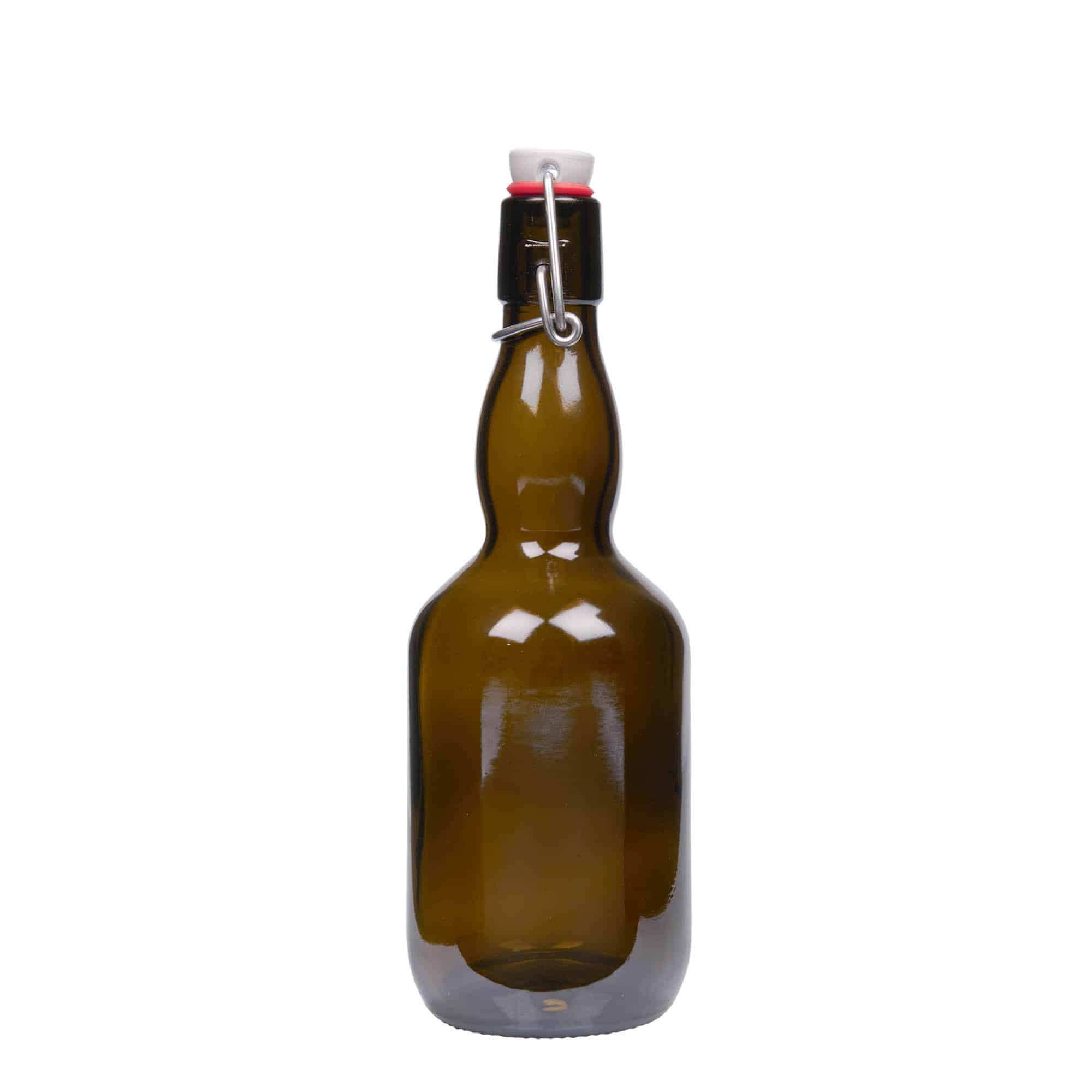 500 ml Garrafa de cerveja pescoço curto, vidro, verde antigo, boca: Tampa mecânica