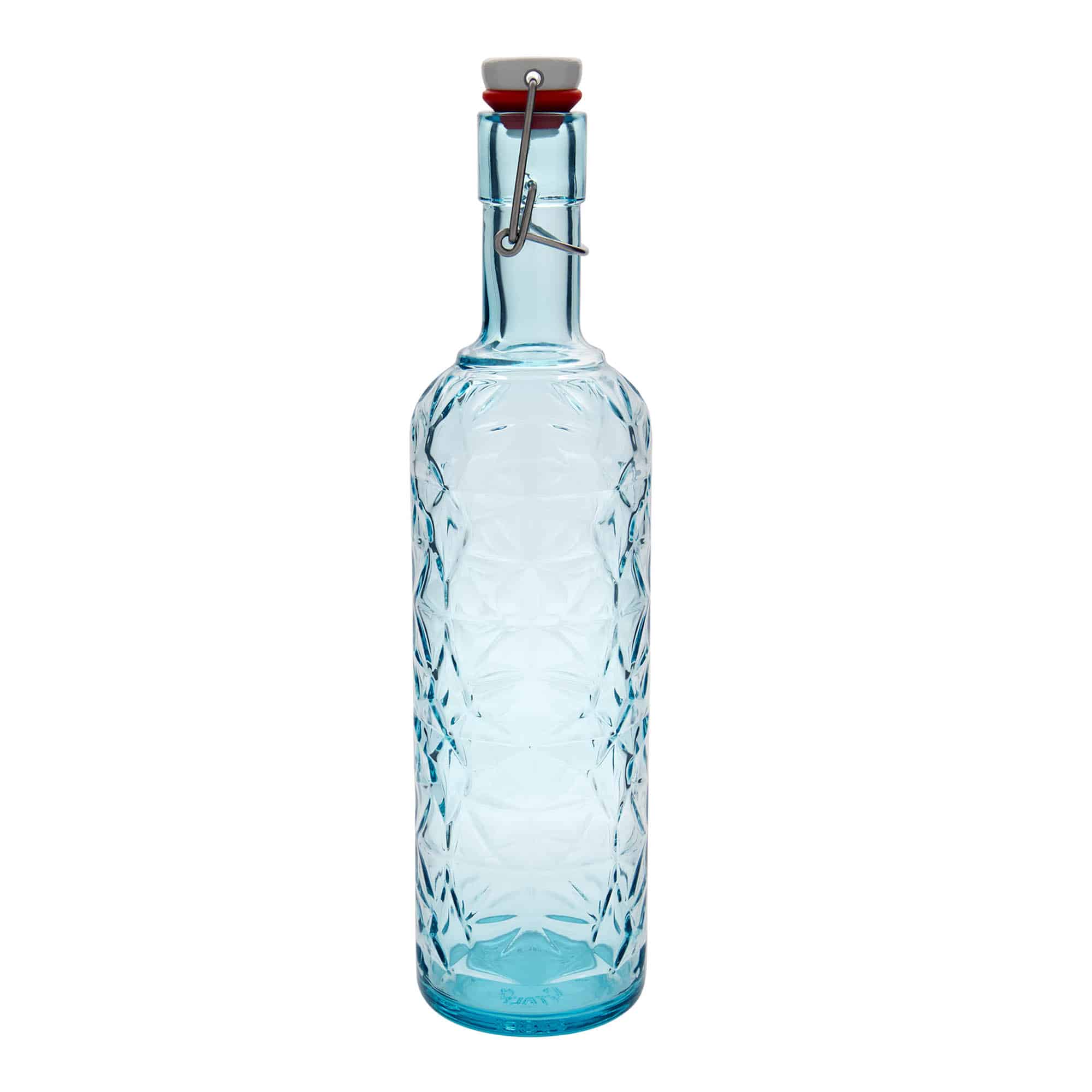 1000 ml Garrafa de vidro 'Oriente',azul azure, boca: Tampa mecânica