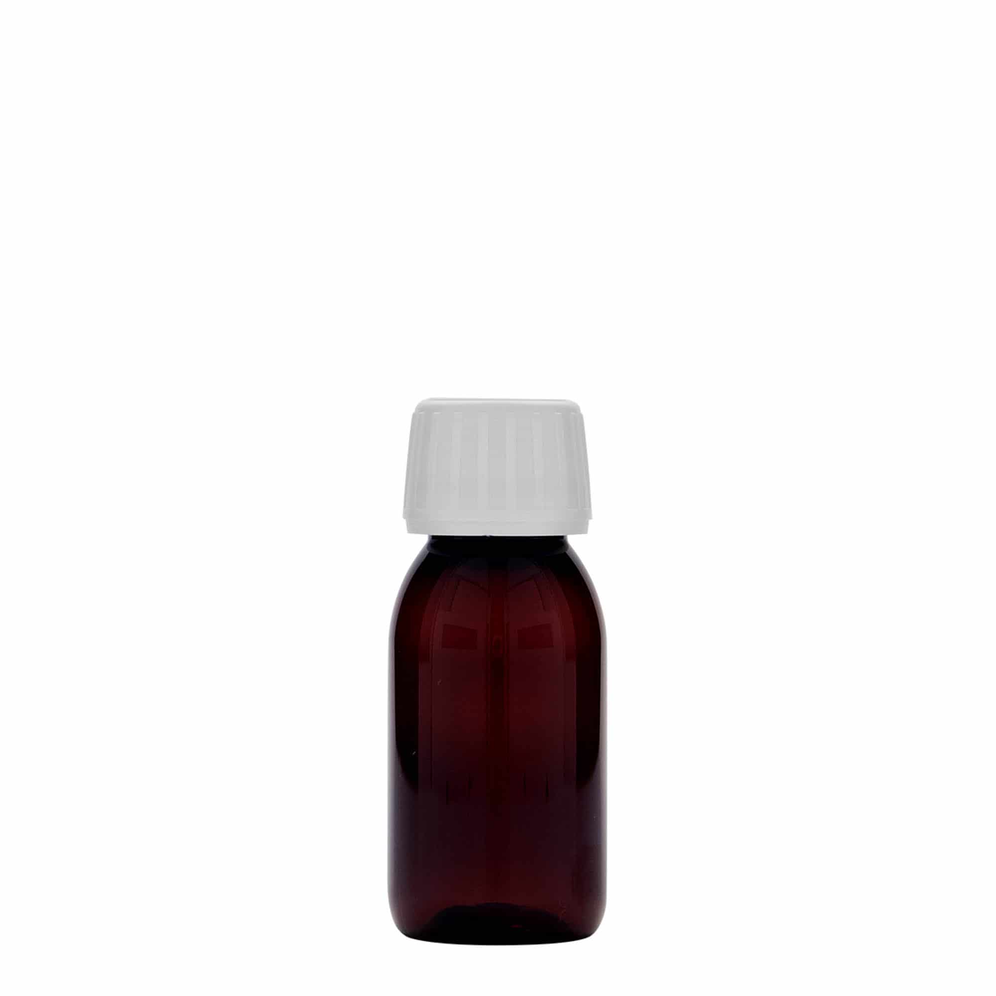 60 ml Frasco de medicamentos PET, castanho, plástico, boca: PP 28