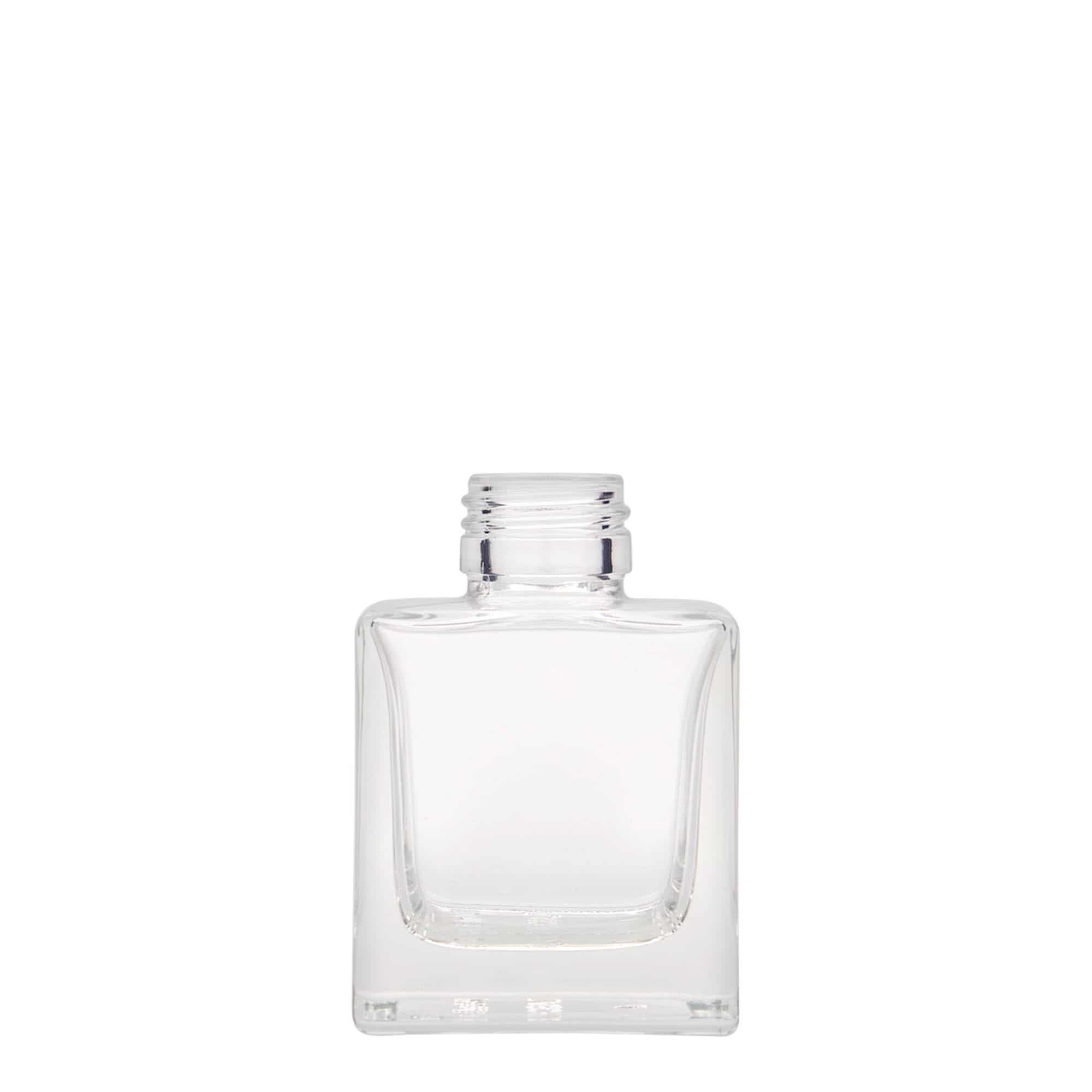 100 ml Garrafa de vidro 'Cube', quadrada, boca: PP 28