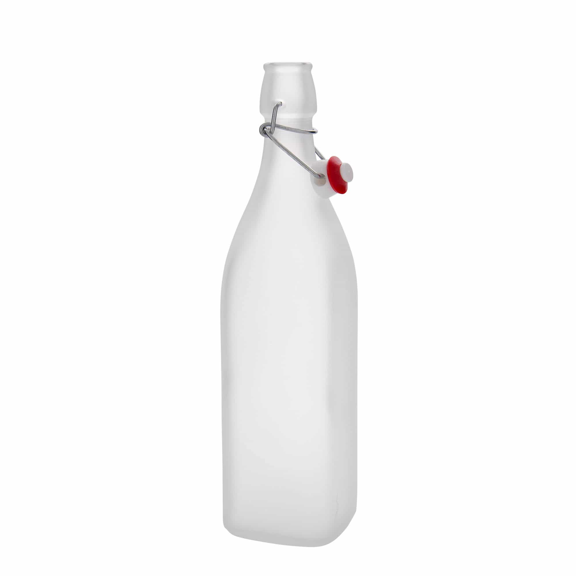 1000 ml Garrafa de vidro 'Swing', quadrada, branco, boca: Tampa mecânica