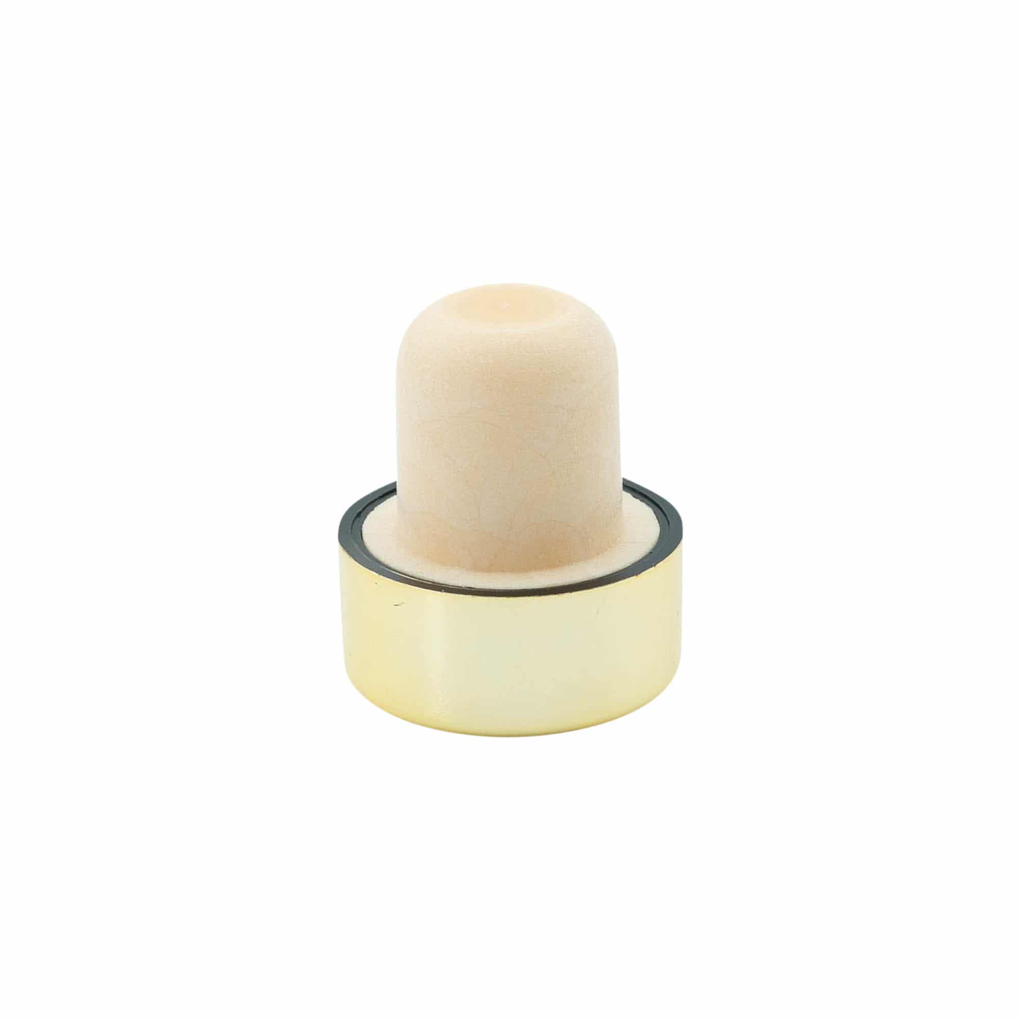 Rolhas capsuladas 19 mm, plástico, dourado, para boca: Cortiça