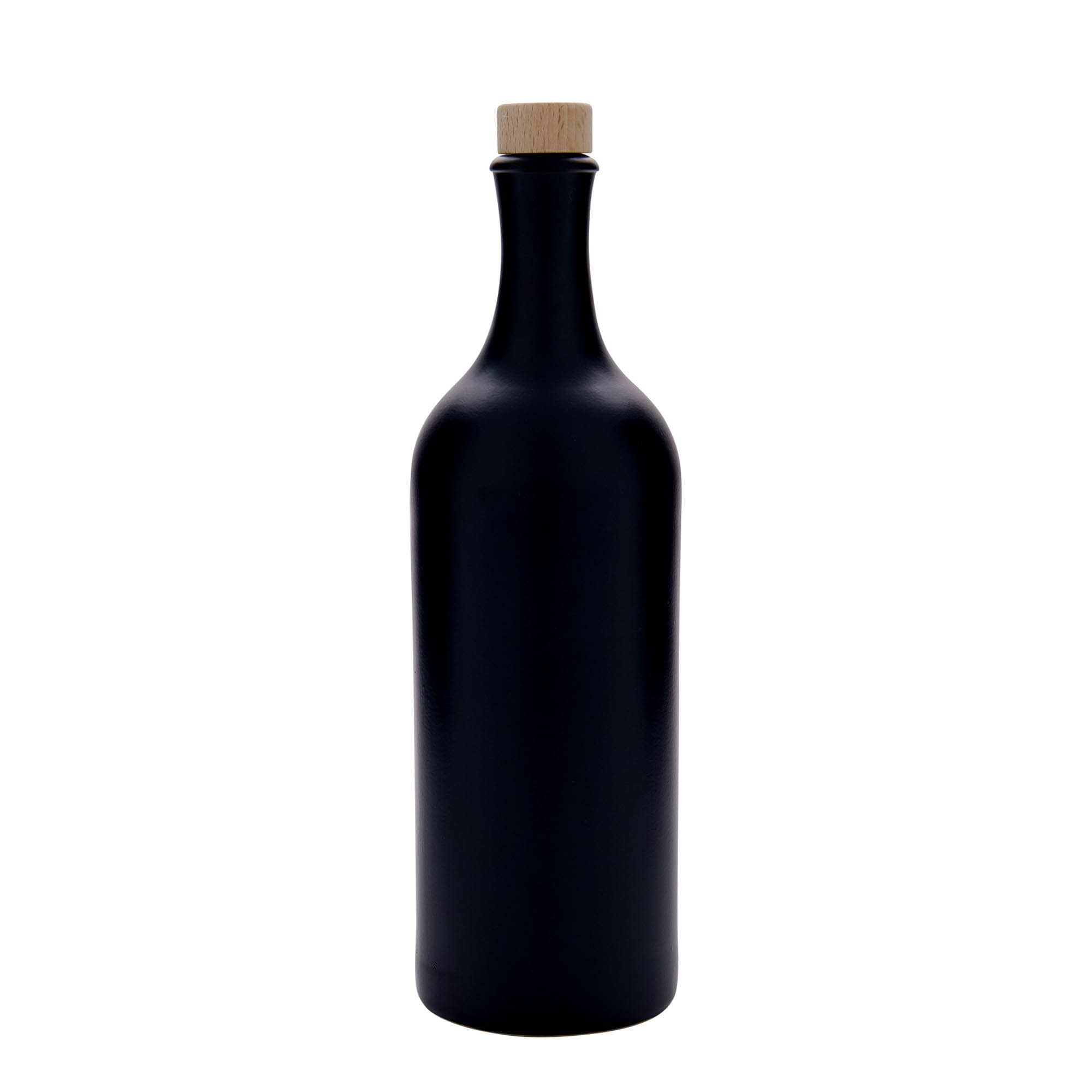 750 ml Jarro de barro pescoço longo, grés, preto, boca: Cortiça