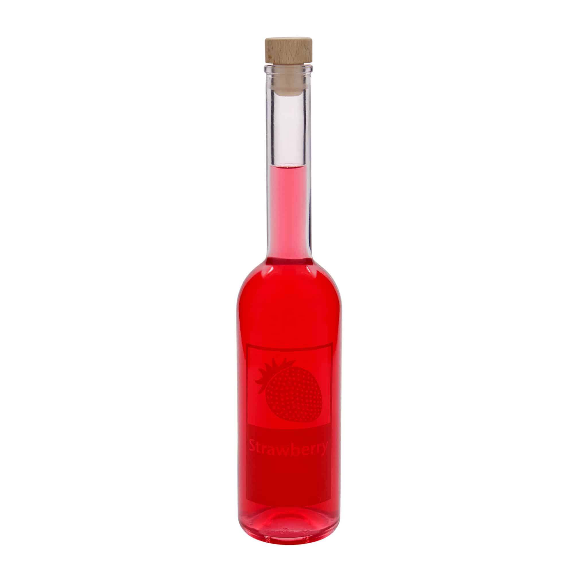 500 ml Garrafa de vidro 'Opera', Motivo: Strawberry, boca: Cortiça