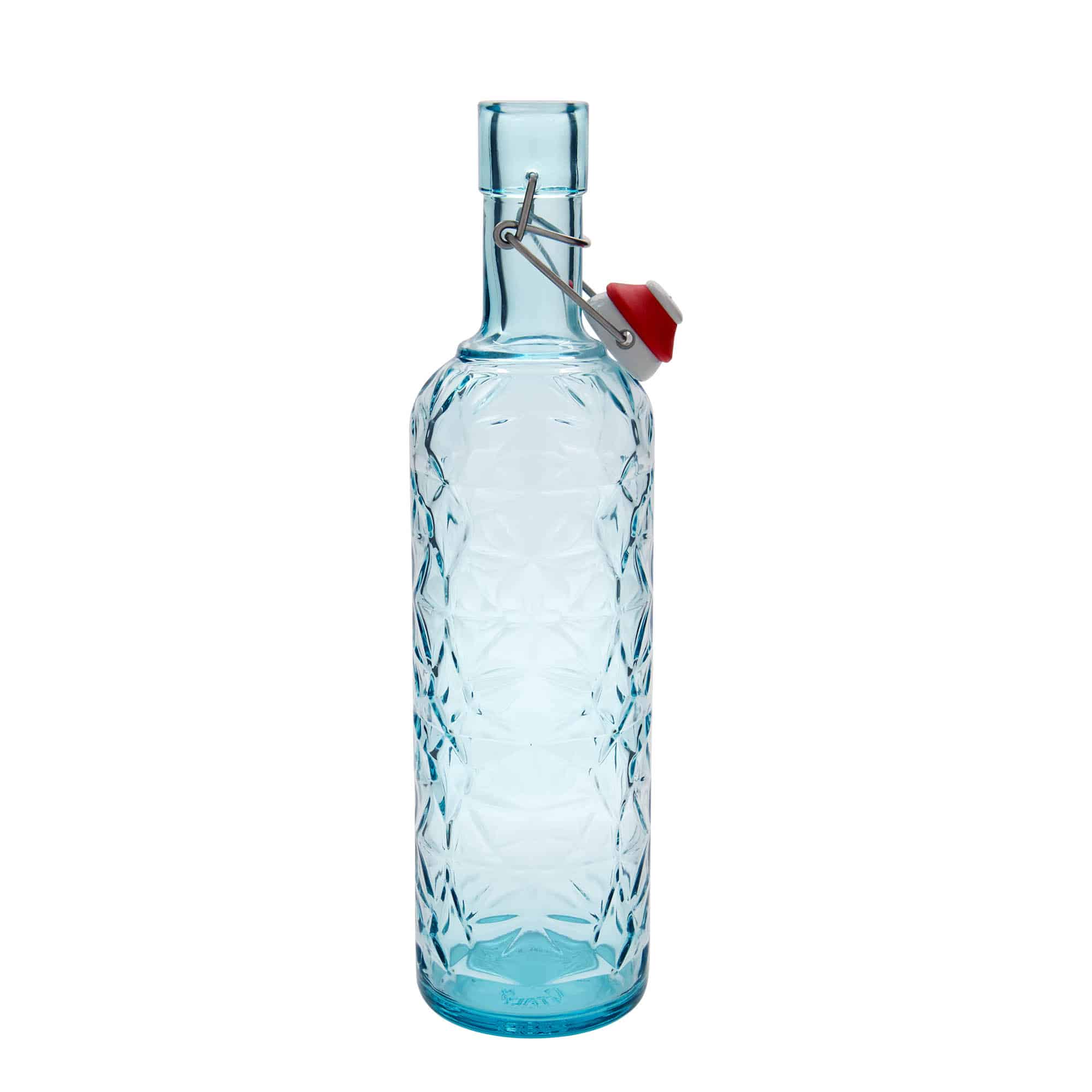 1000 ml Garrafa de vidro 'Oriente',azul azure, boca: Tampa mecânica