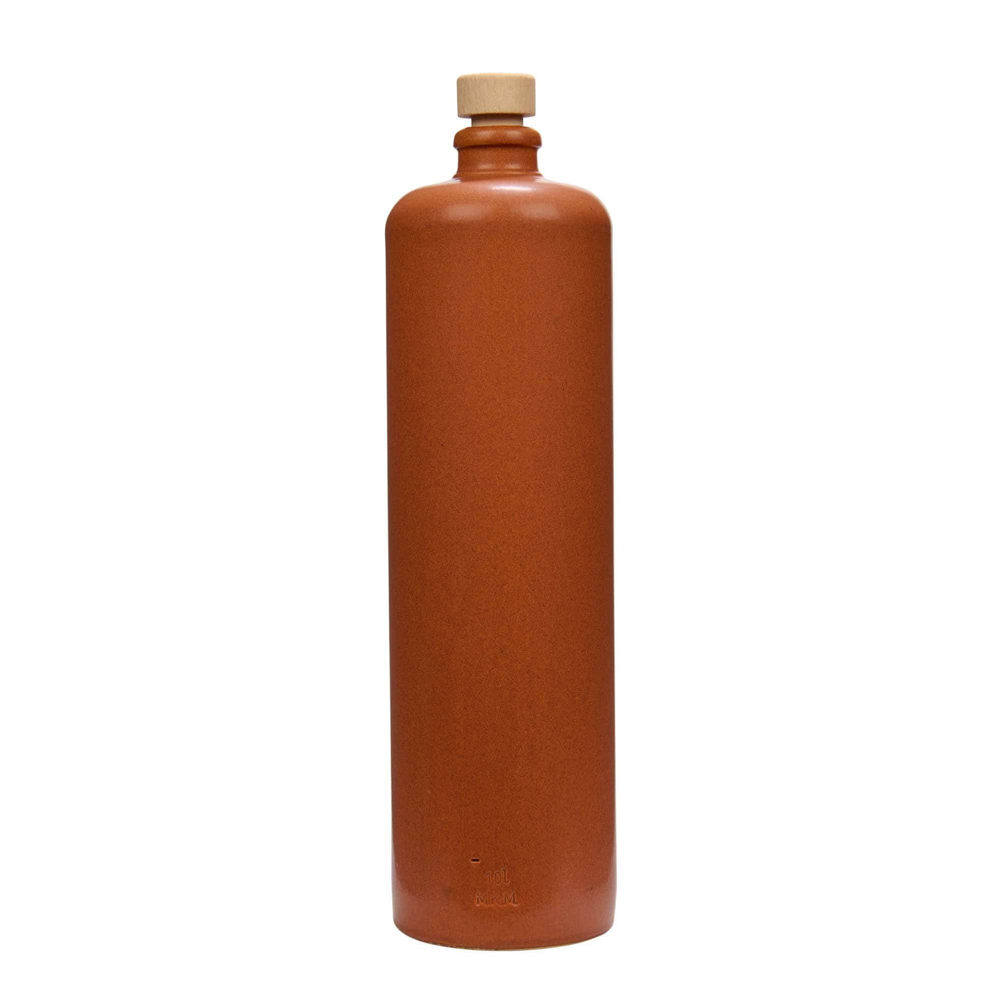 1000 ml Jarro de barro, grés, vermelho-castanho, boca: Cortiça