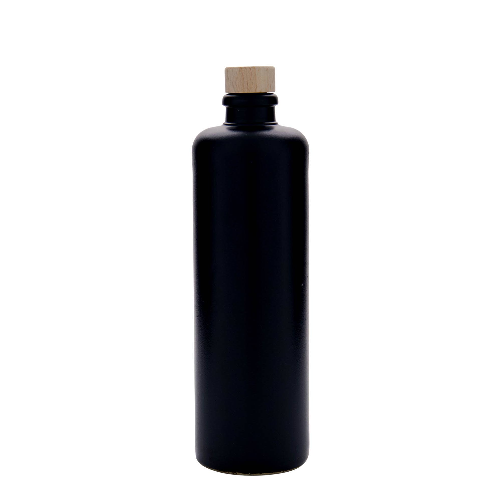 500 ml Jarro de barro, grés, preto, boca: Cortiça